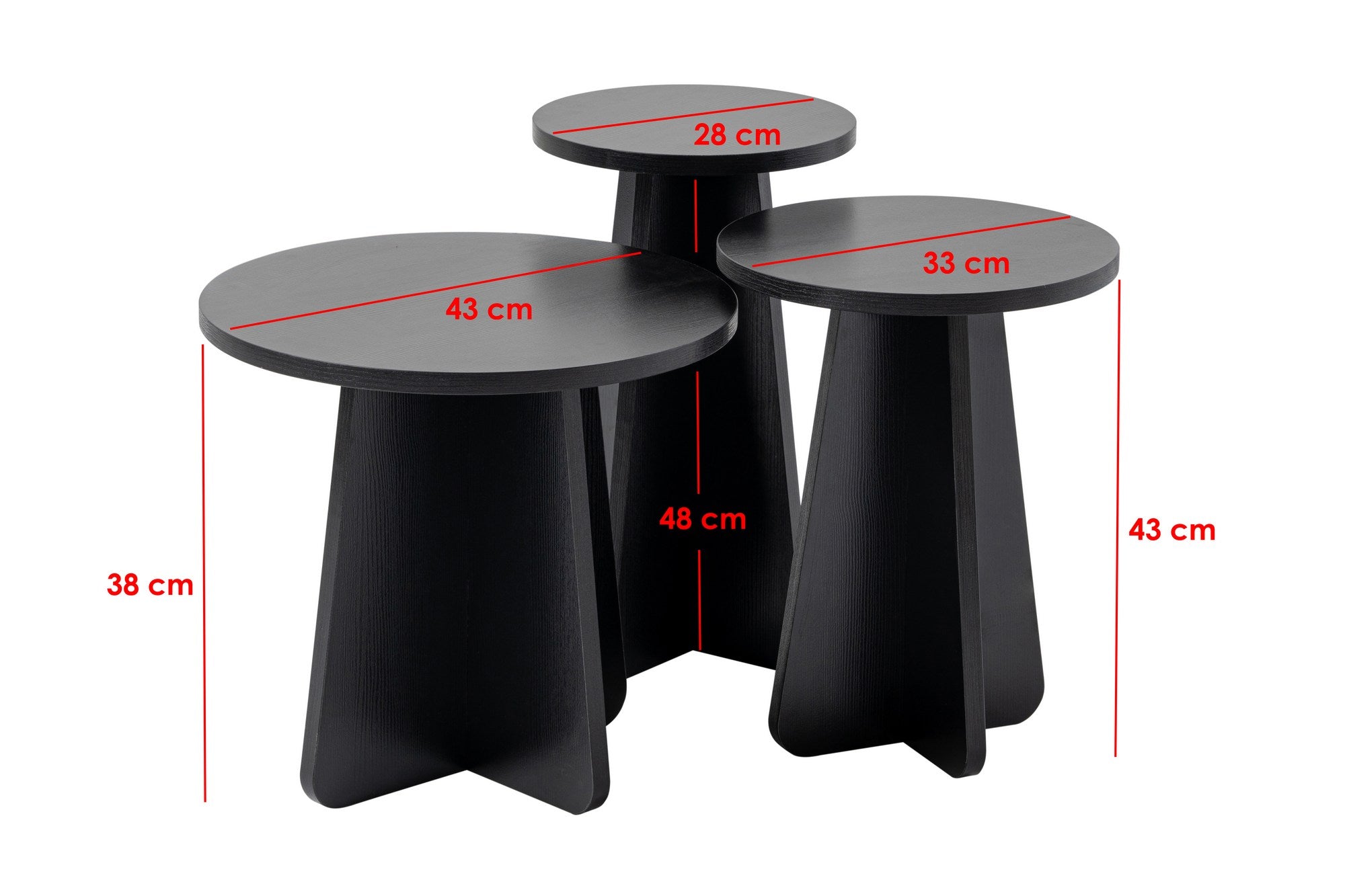 Lume - Wood Black Nesting Table (3 Pieces)