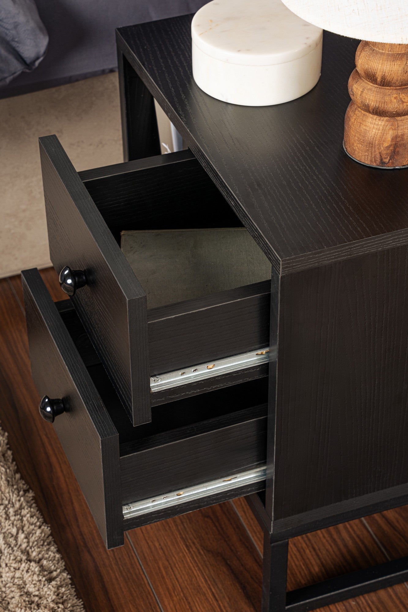 Glimmer - Wood Black, Black Nattduksbord