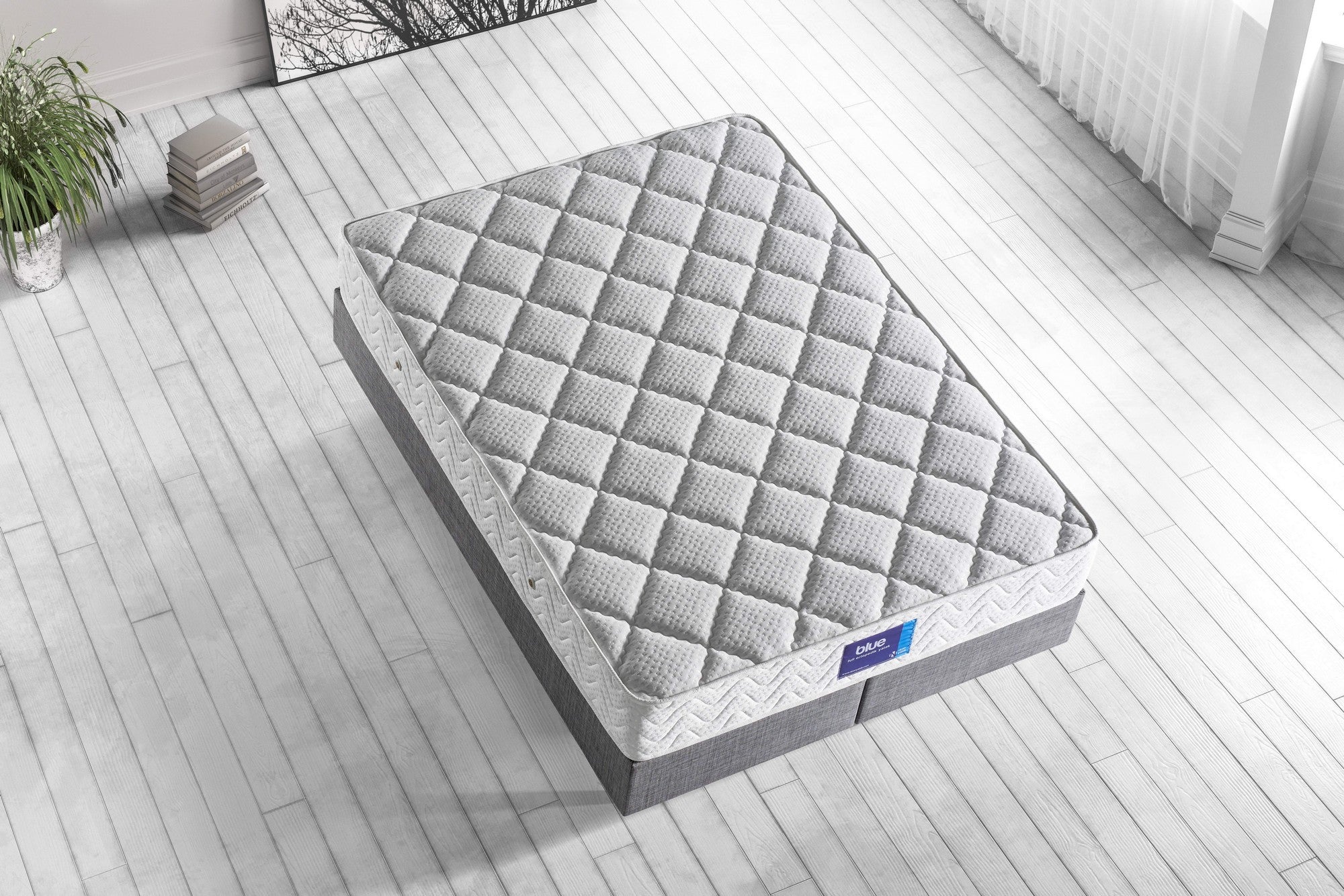 Blå 200x200 cm Dubbelsäng Luxury Fast Madrass Madrass
