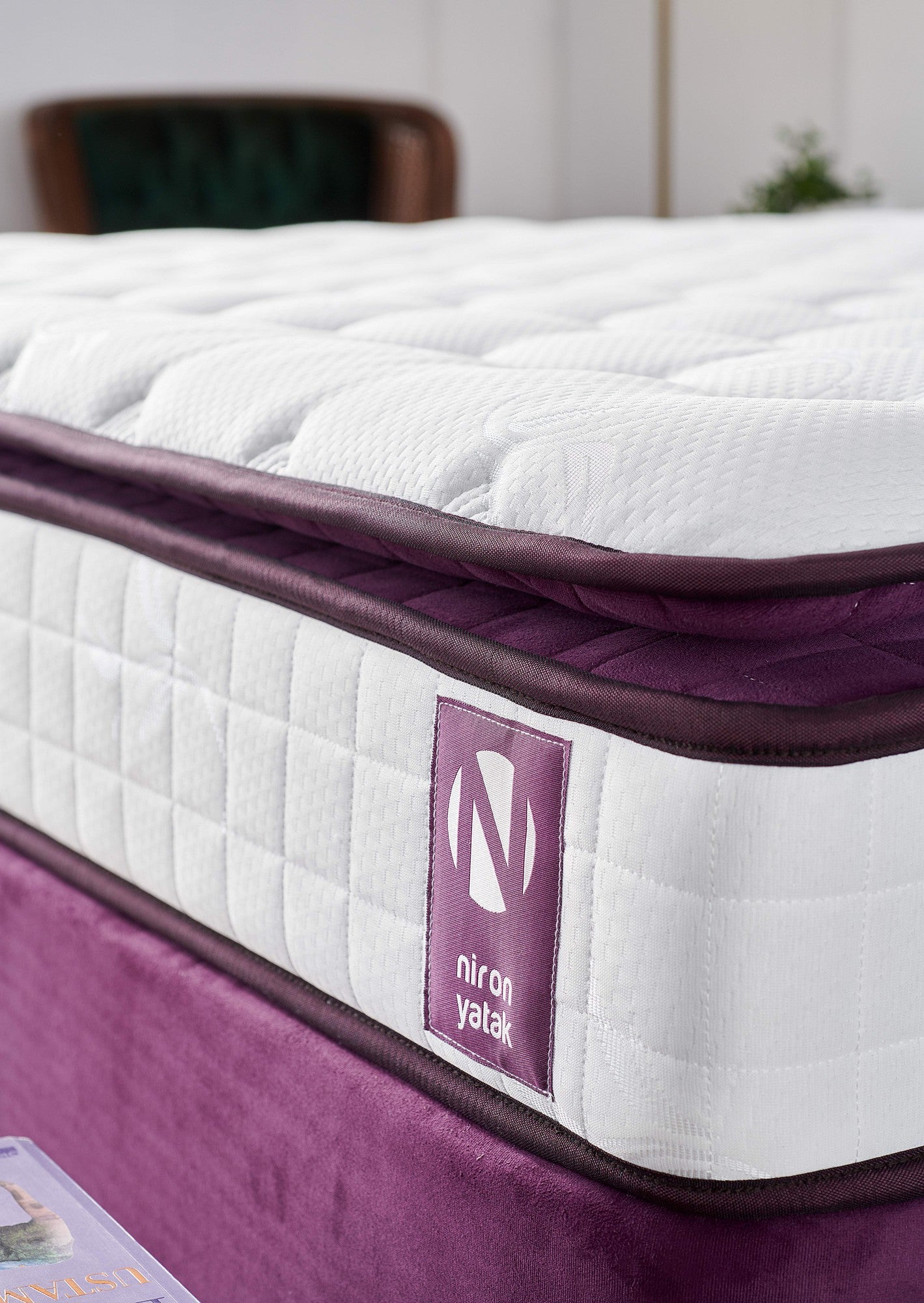 Purple 140x190 cm Dubbelstorlek Vadderad Mjuk Madrass Madrass