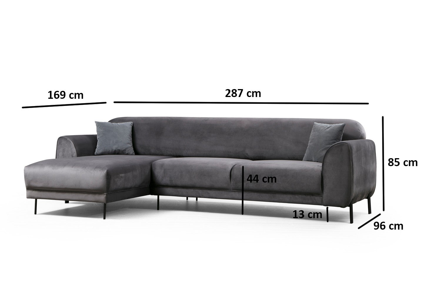 Bild Hörn Vänster ( Chl-3R ) - Antracit Hörnsoffa-säng