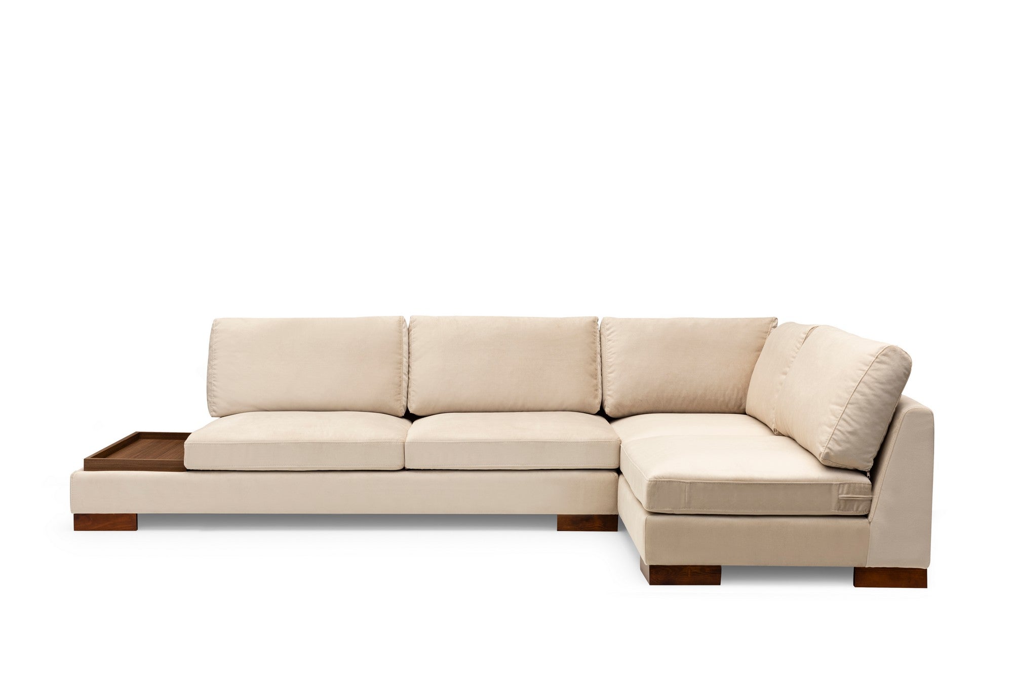 Tulpanhörn Höger Utan Pouf - Beige Hörnsoffa