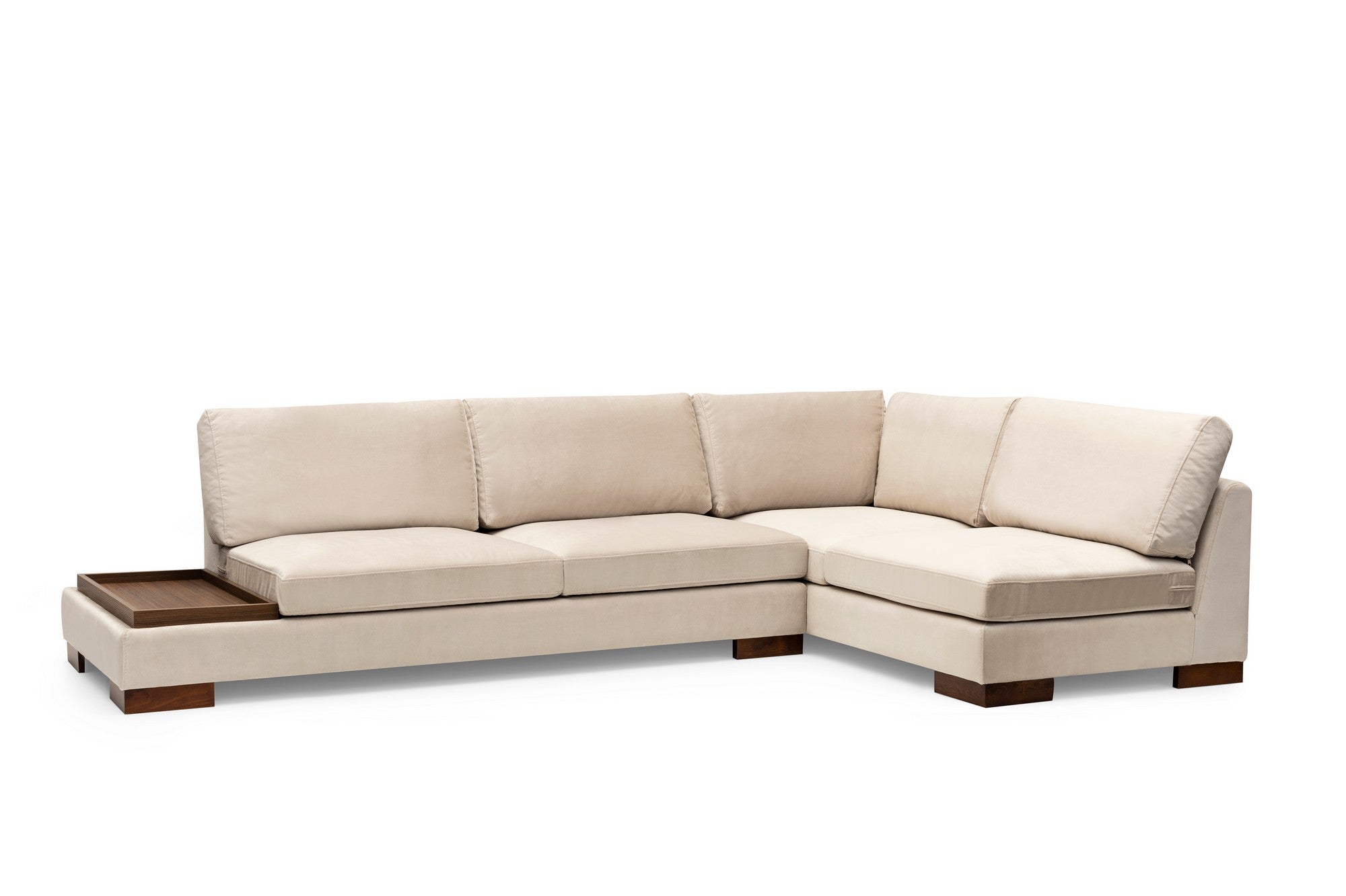 Tulpanhörn Höger Utan Pouf - Beige Hörnsoffa