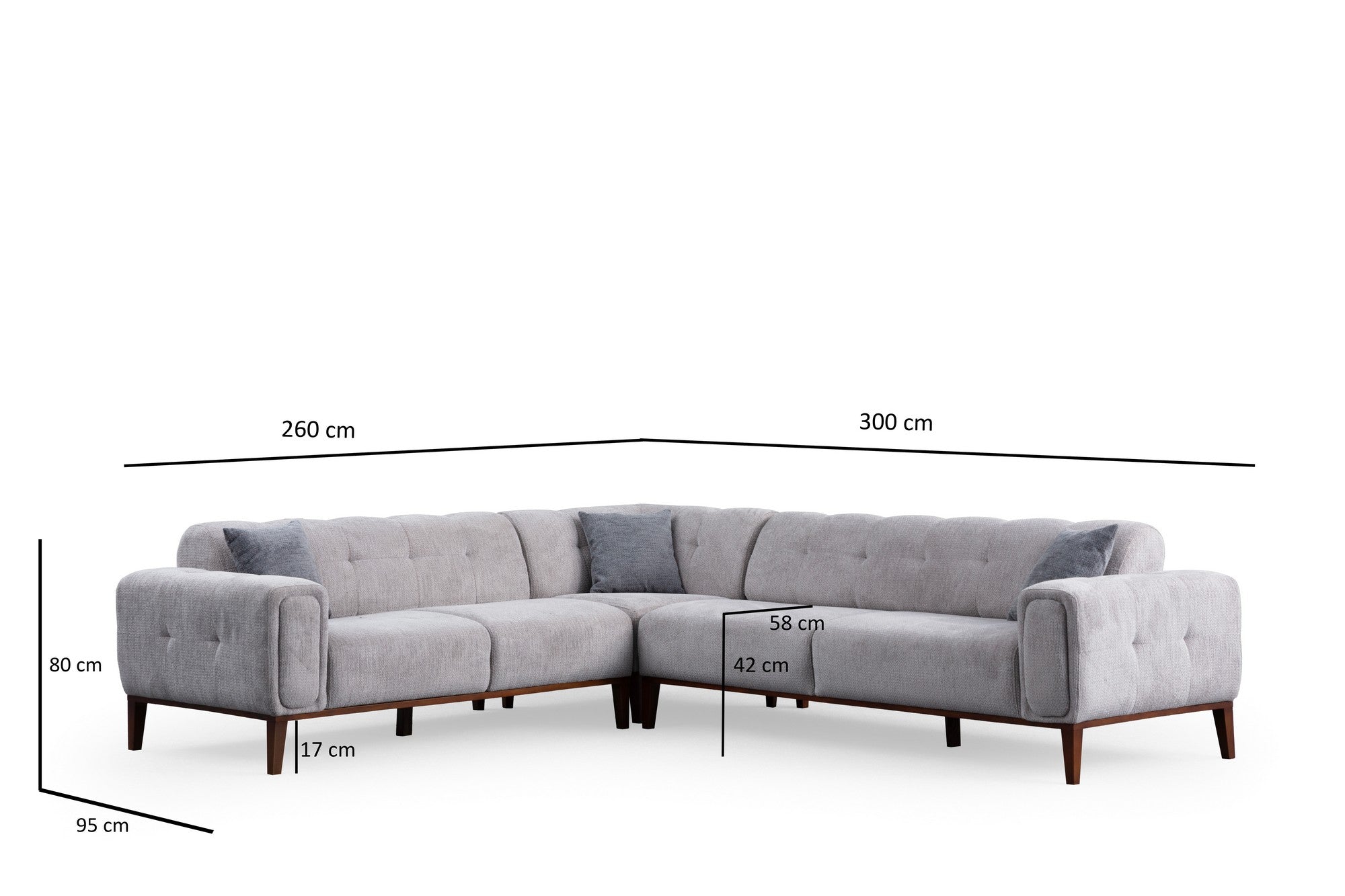 Athena Corner L2-C-3R - ljusgrå hörnsoffa