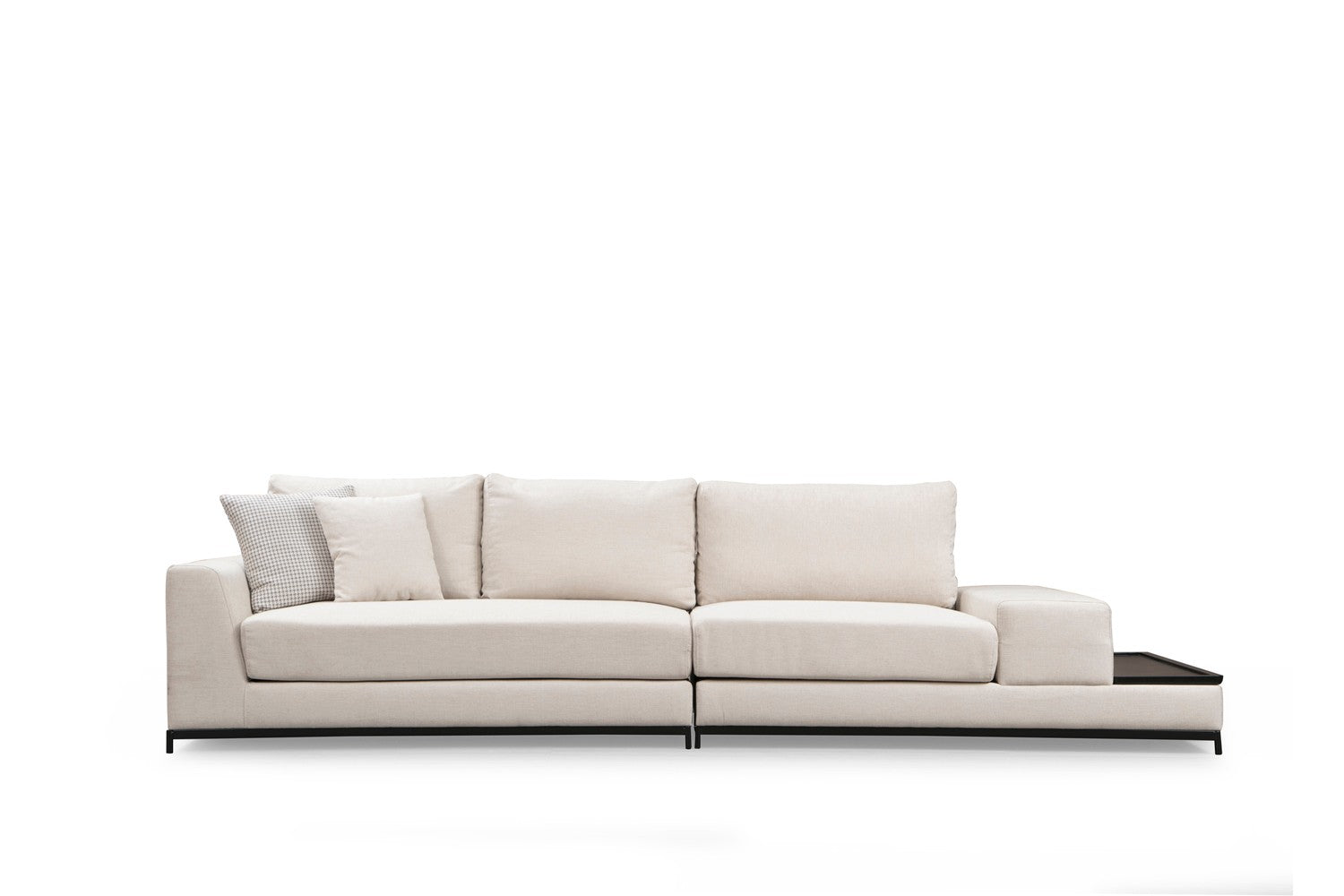 Line Med Sidoskåp - Beige 4-Sits Soffa