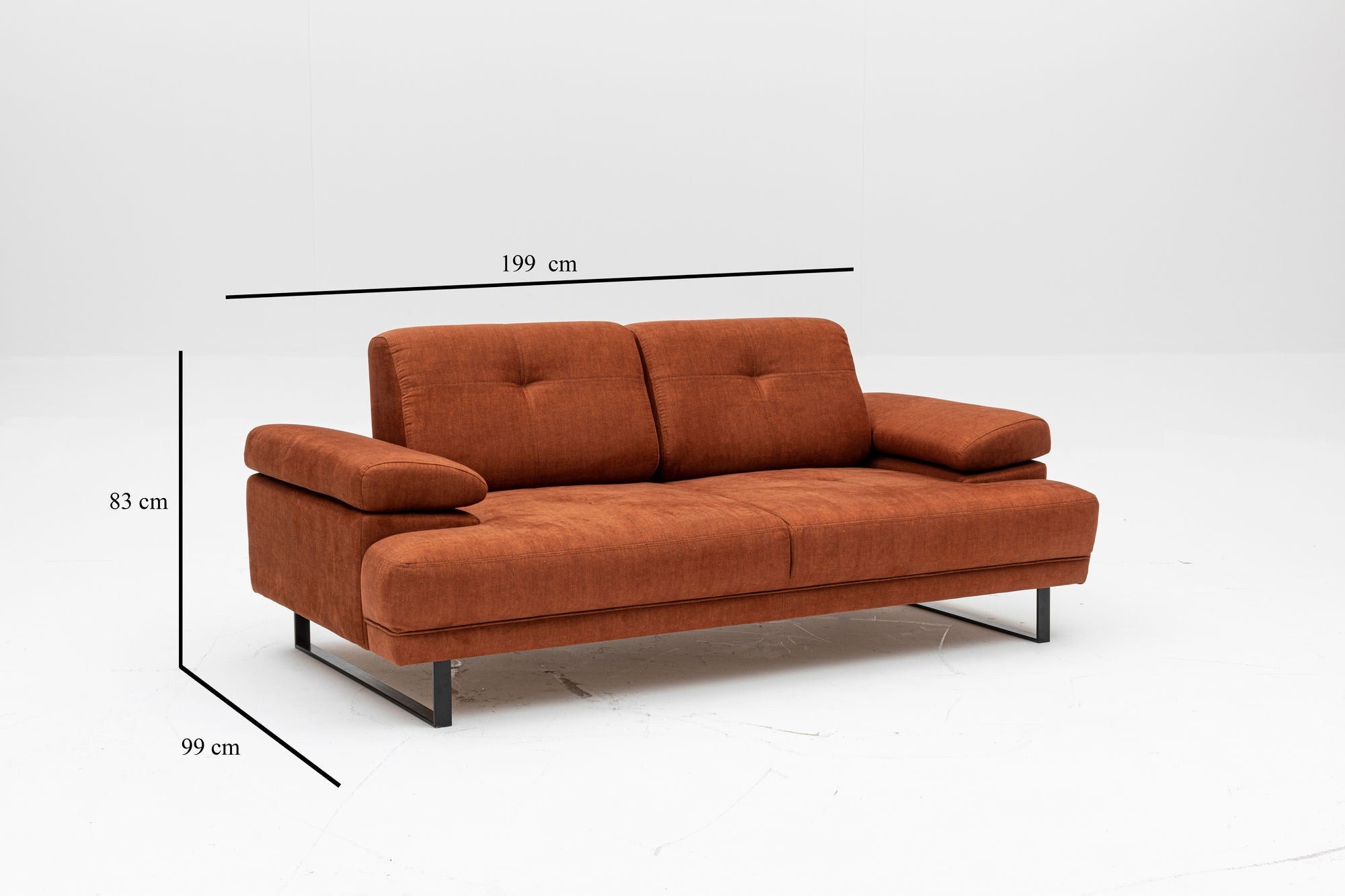 Mustang - Orange 2-sits Soffa-Bädd