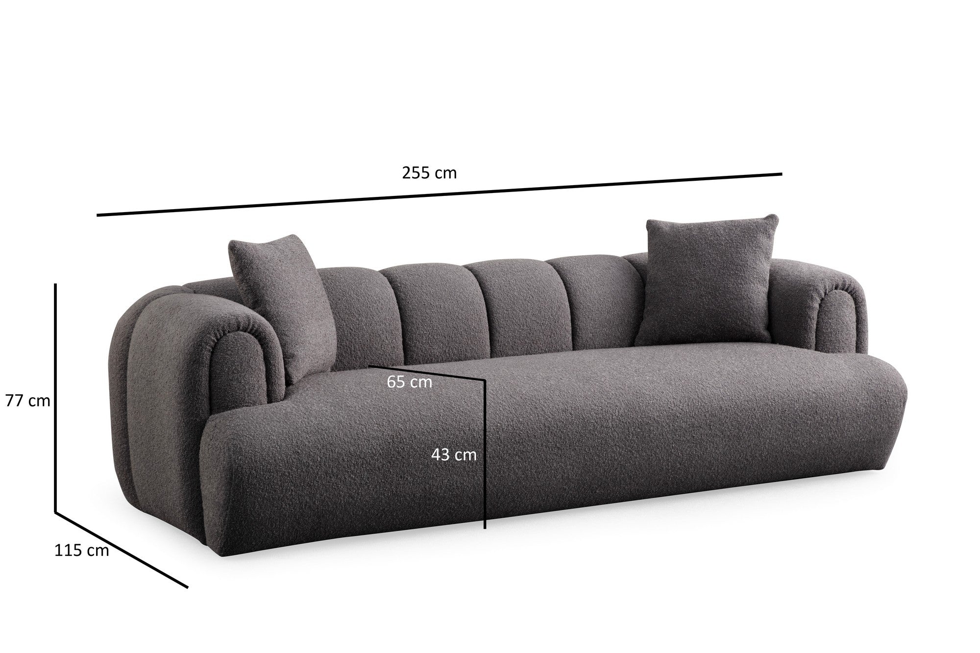 Puffy 3 Plain - Antracit 3-Sits Soffa