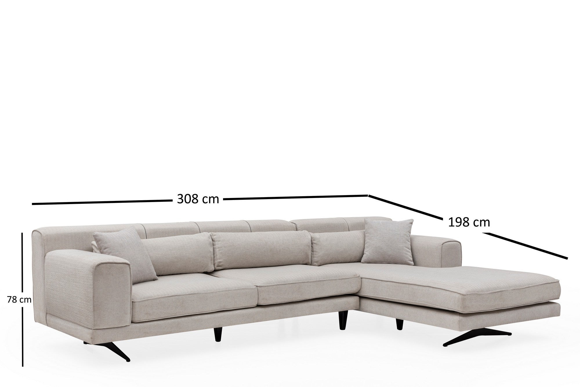 Jivago Hörnhöger (L2-Chl) - Beige Hörnsoffa