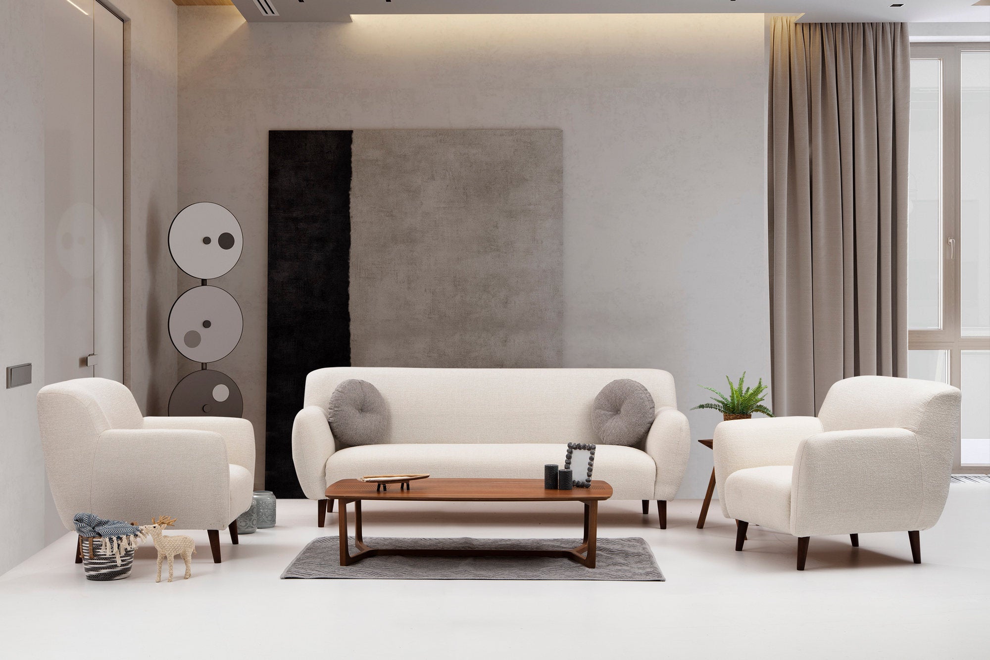 Enna - Beige Wing Chair