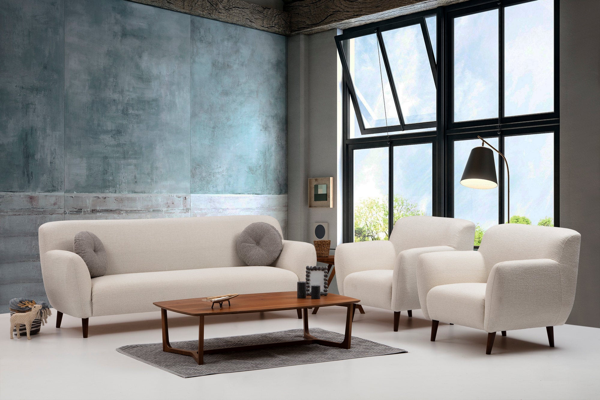 Enna - Beige Wing Chair