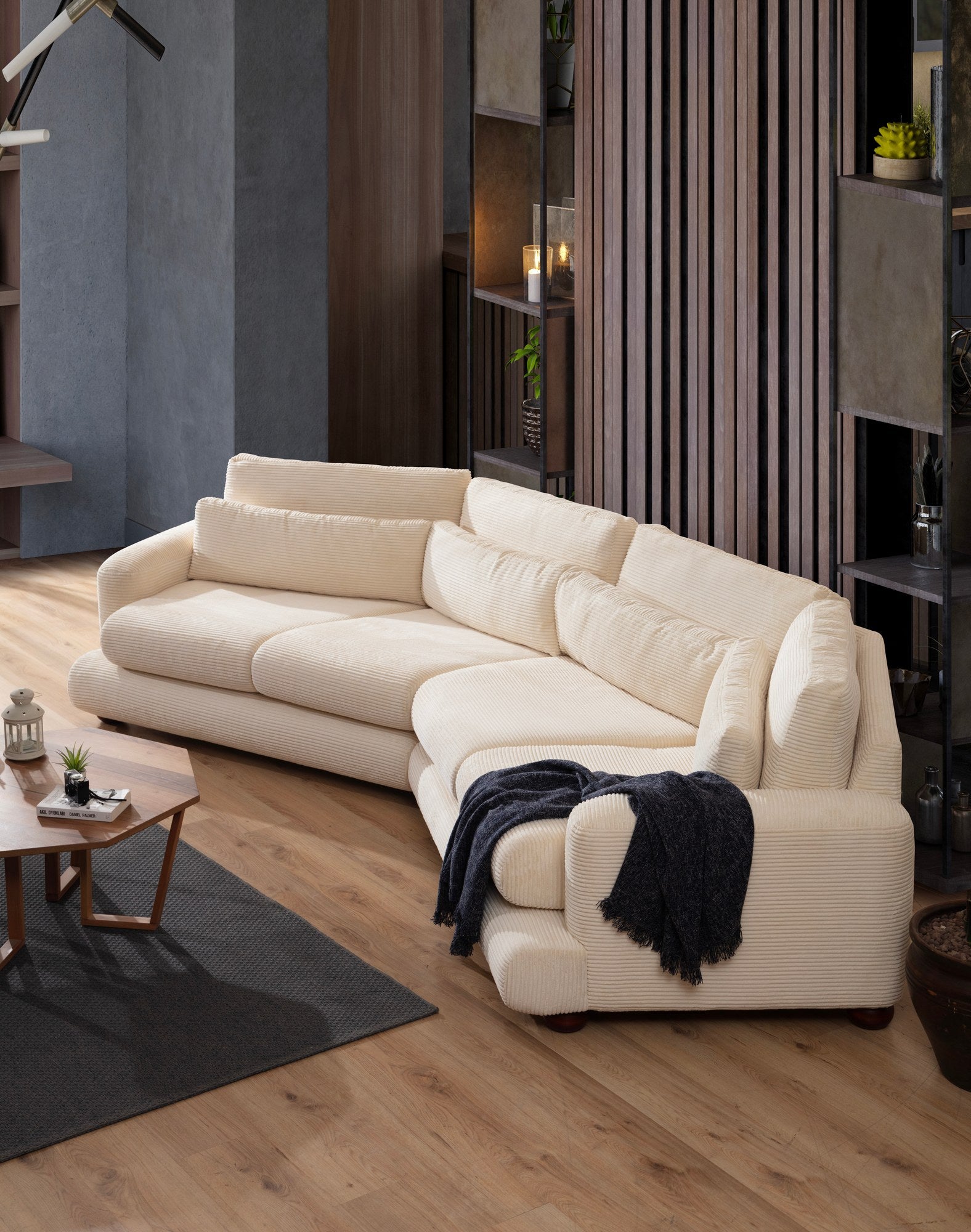 River 4 Sits Höger (L2-Xc Höger) - Beige 4-Sits Soffa