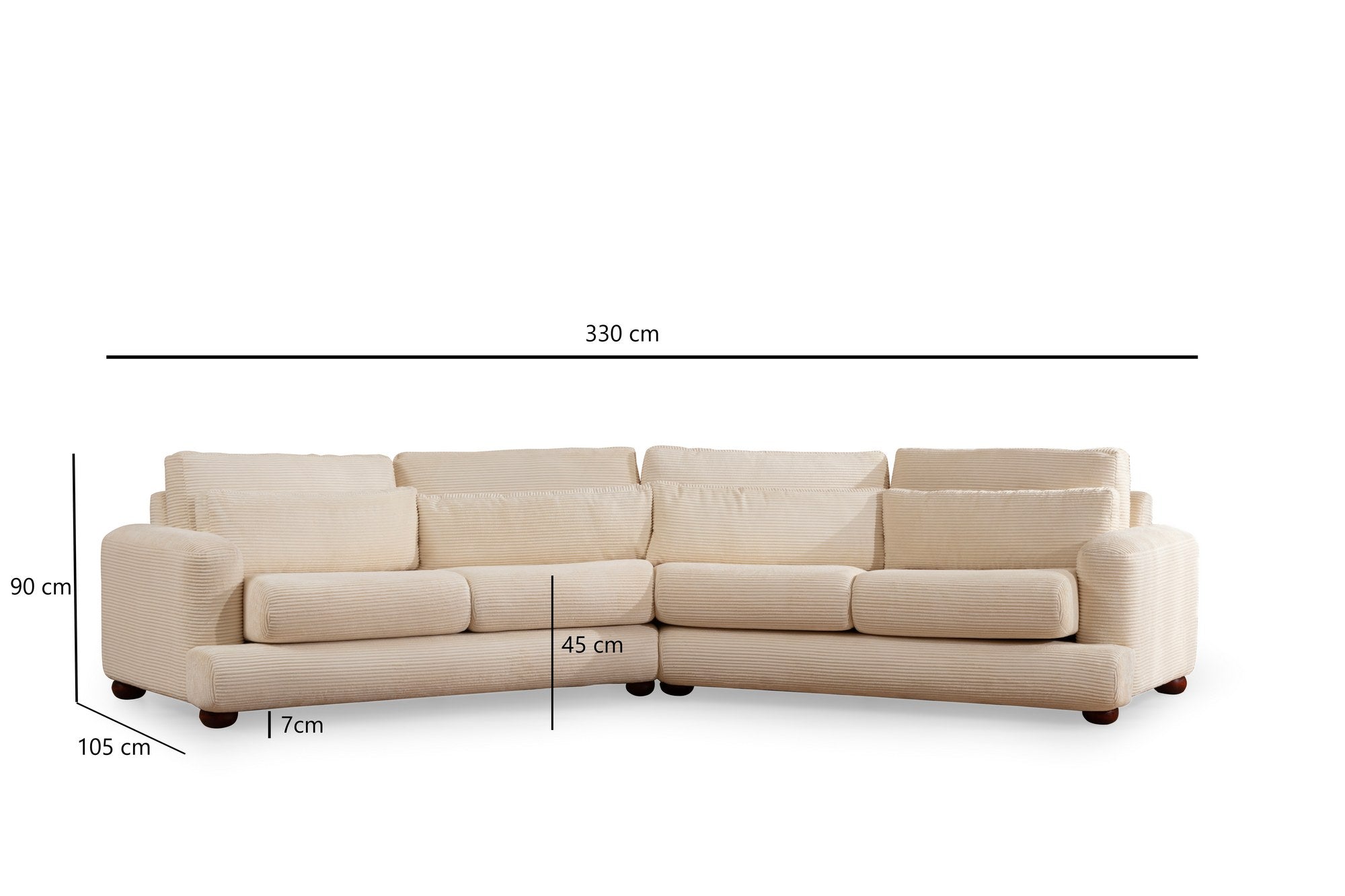 River 4 Sits Höger (L2-Xc Höger) - Beige 4-Sits Soffa