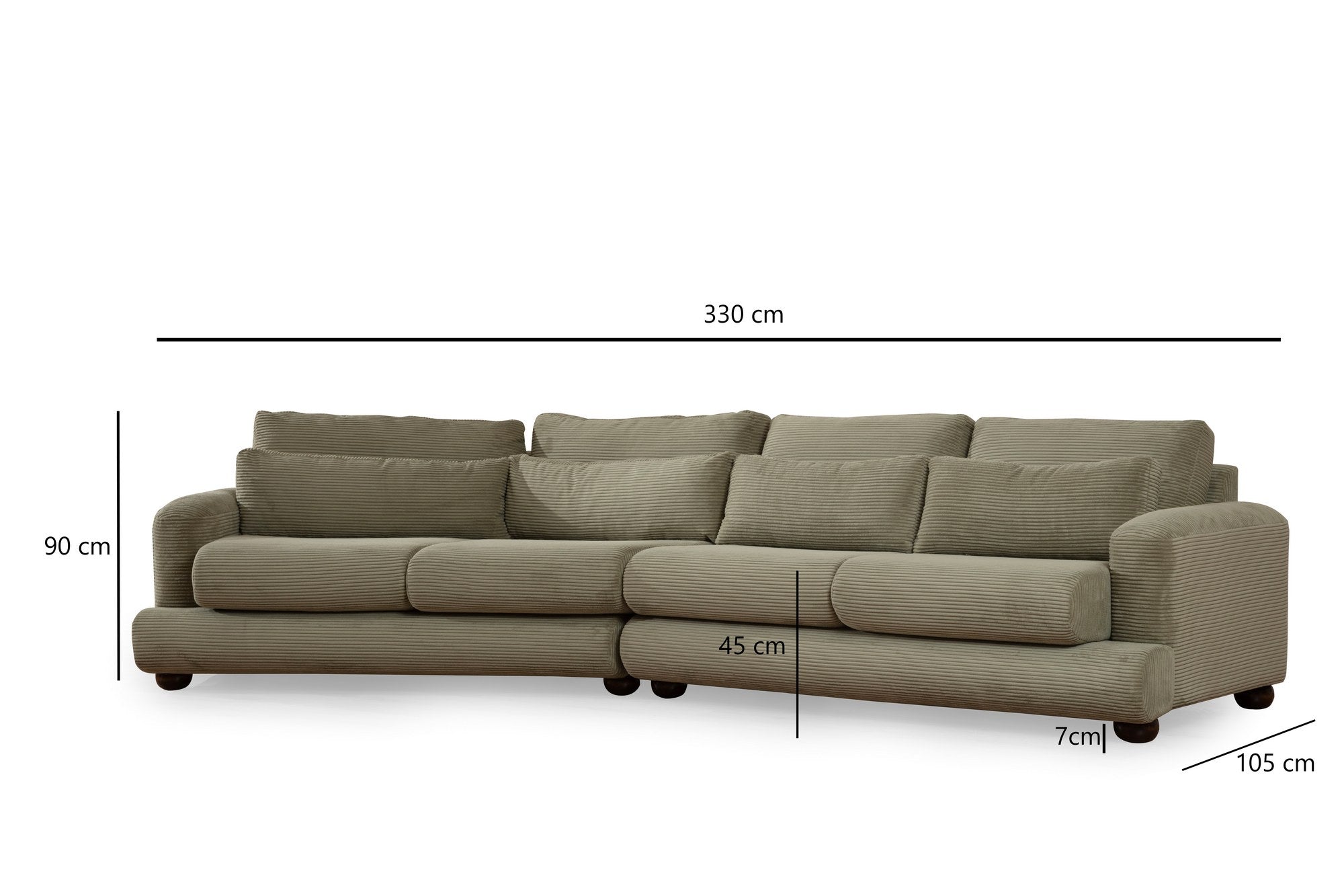 River 4 Sits Vänster (Xc Left-2R) - Grön 4-sits soffa