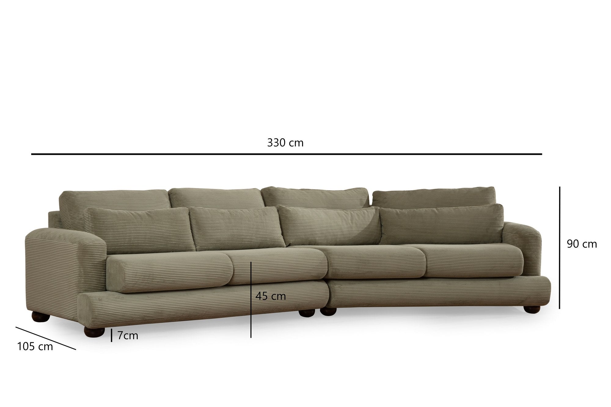 River 4 Sits Höger (L2-Xc Right) - Grön 4-sits soffa