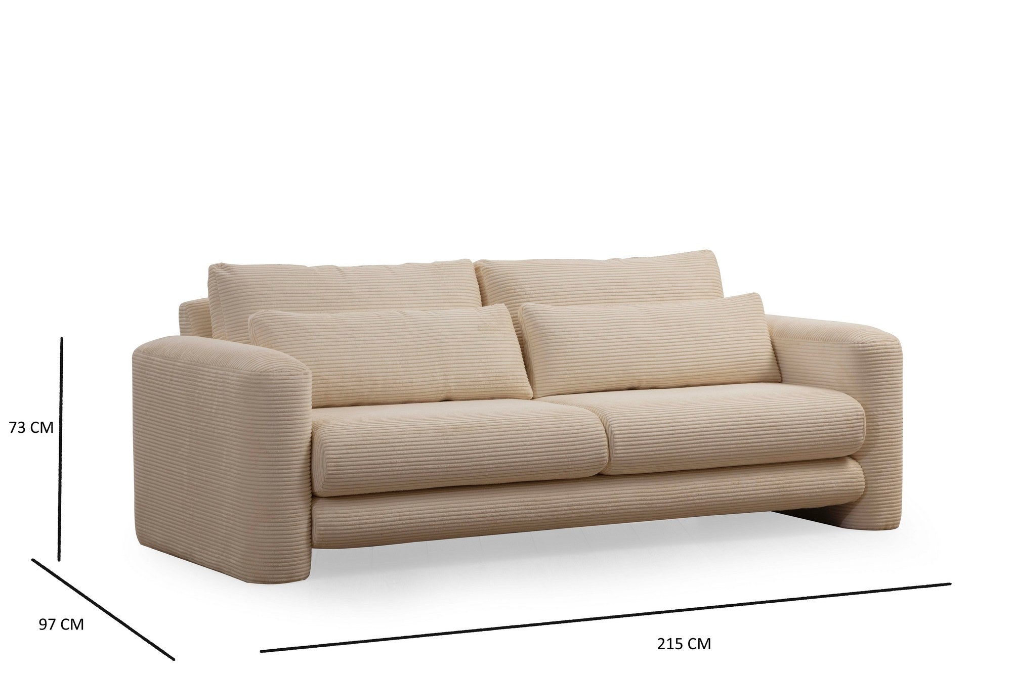 Lily Beige - 3 3-sitssoffa