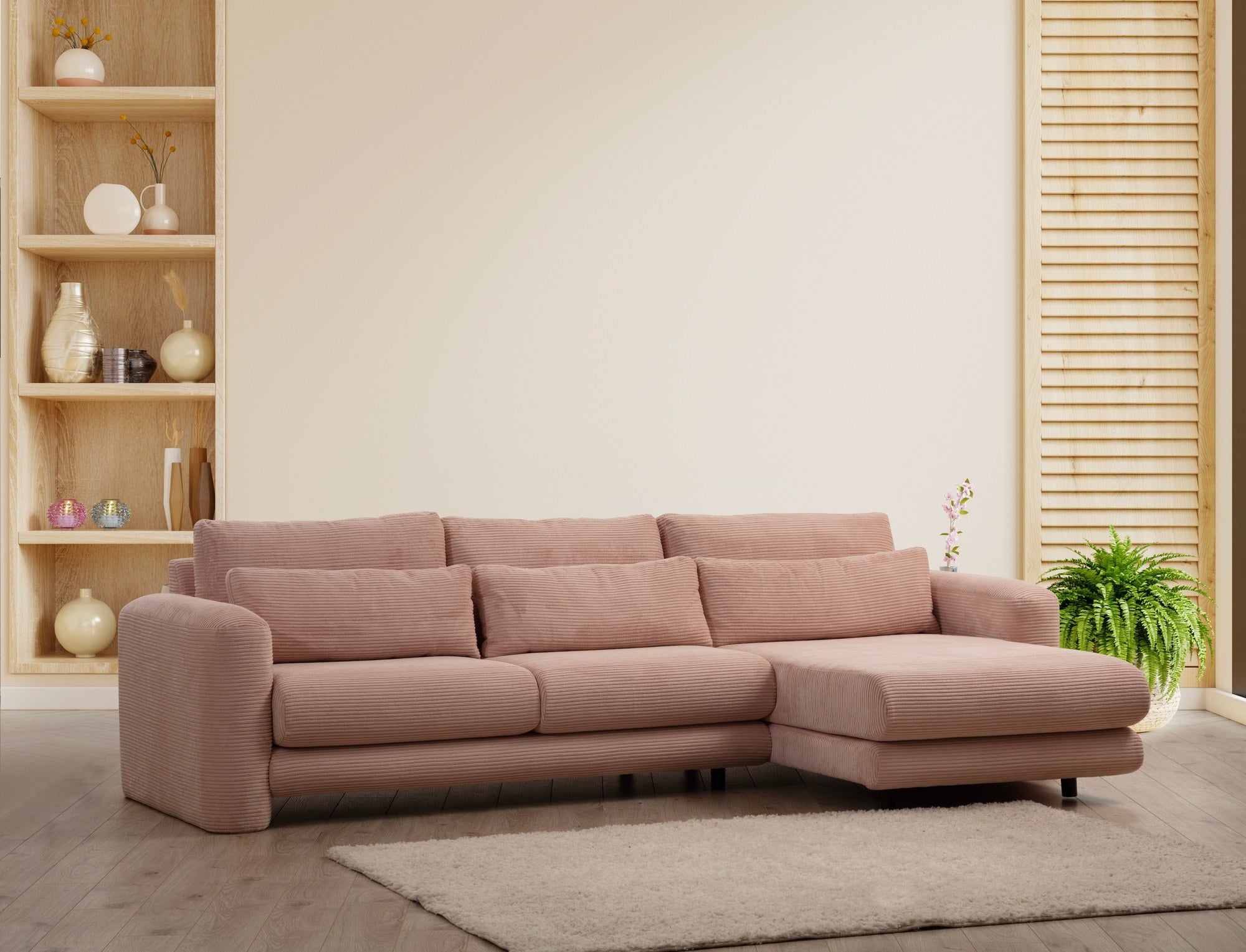 Lily Corner Right Pink Corner Sofa