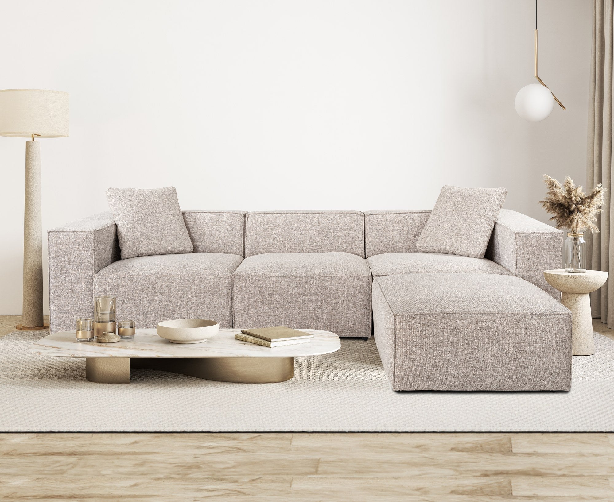 Lora (L1-O1-1R-POUFFE ) - Mocca Hörnssoffa