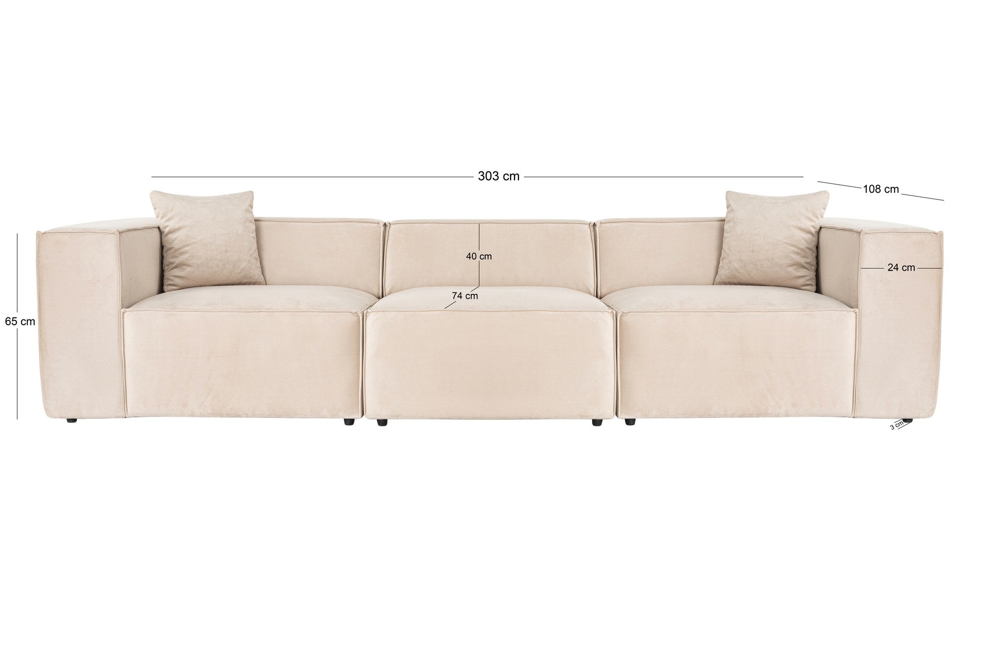Lora 3-sits - Kräm 3-sitssoffa