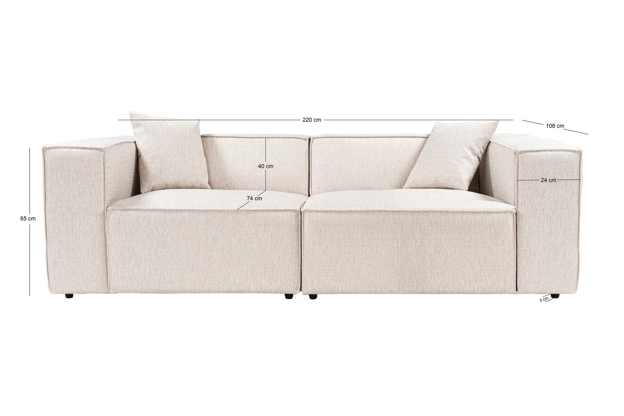 Lora 2-sits - Ljusbrun 2-sitssoffa