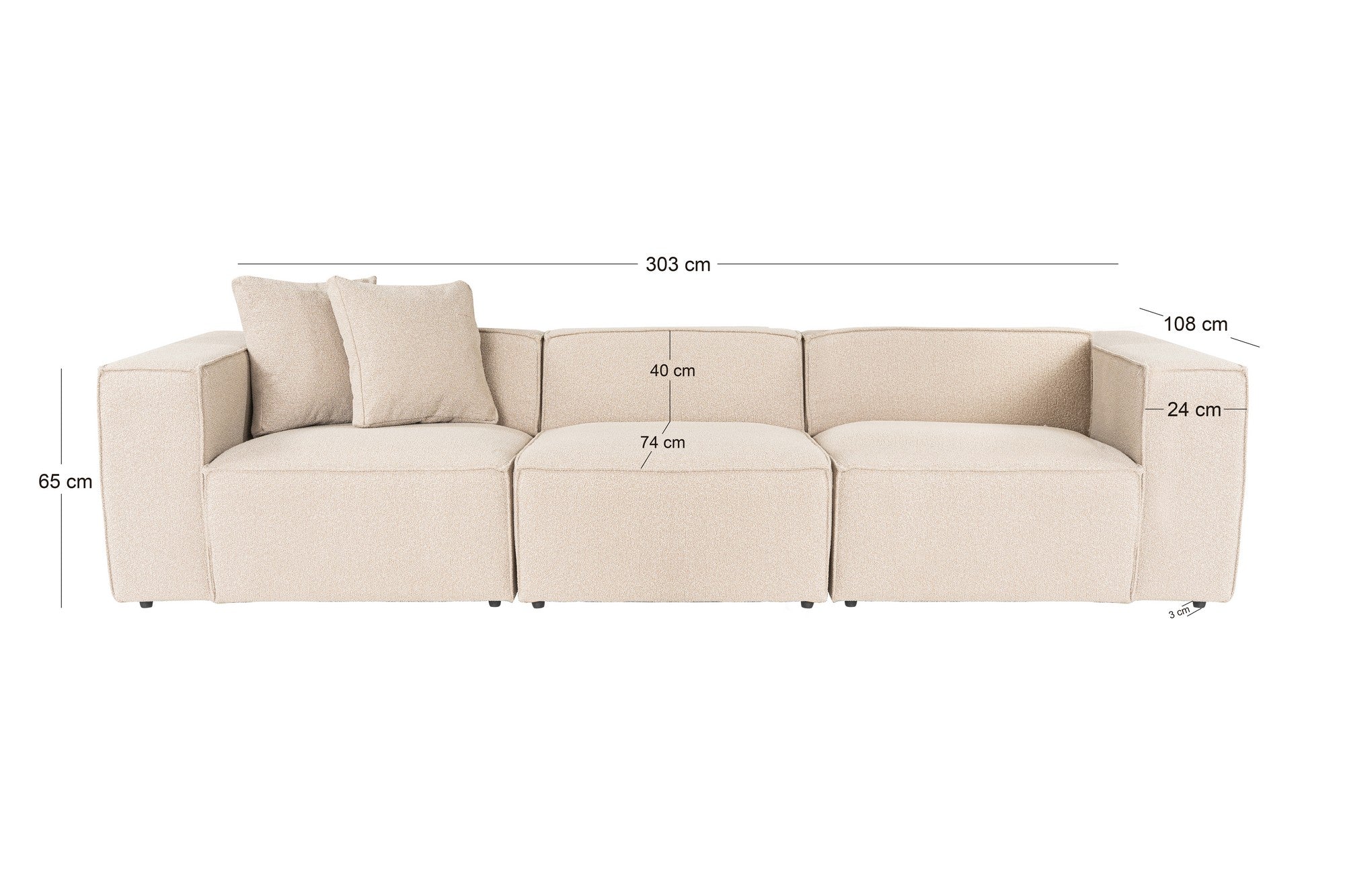 Lora 3 Seater - Persika 3-sitssoffa