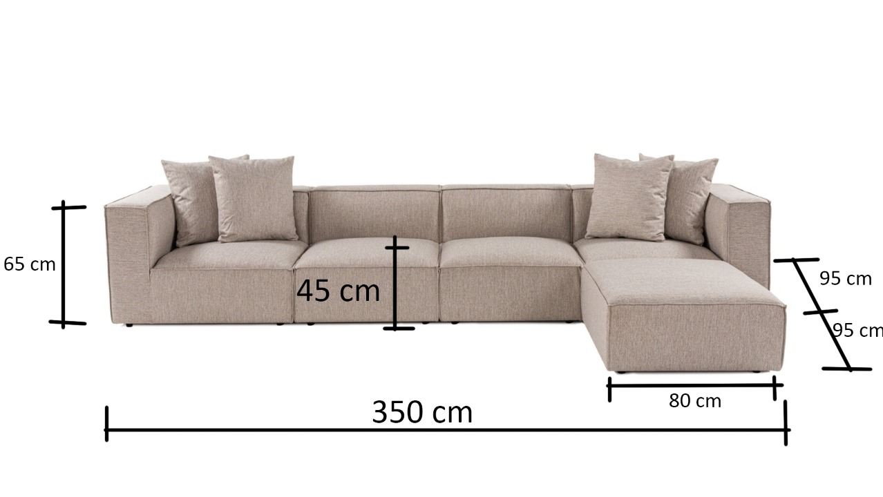Sora (L1-O1-O1-1R-POUFFE ) - Sandbeige Hörnsoffa