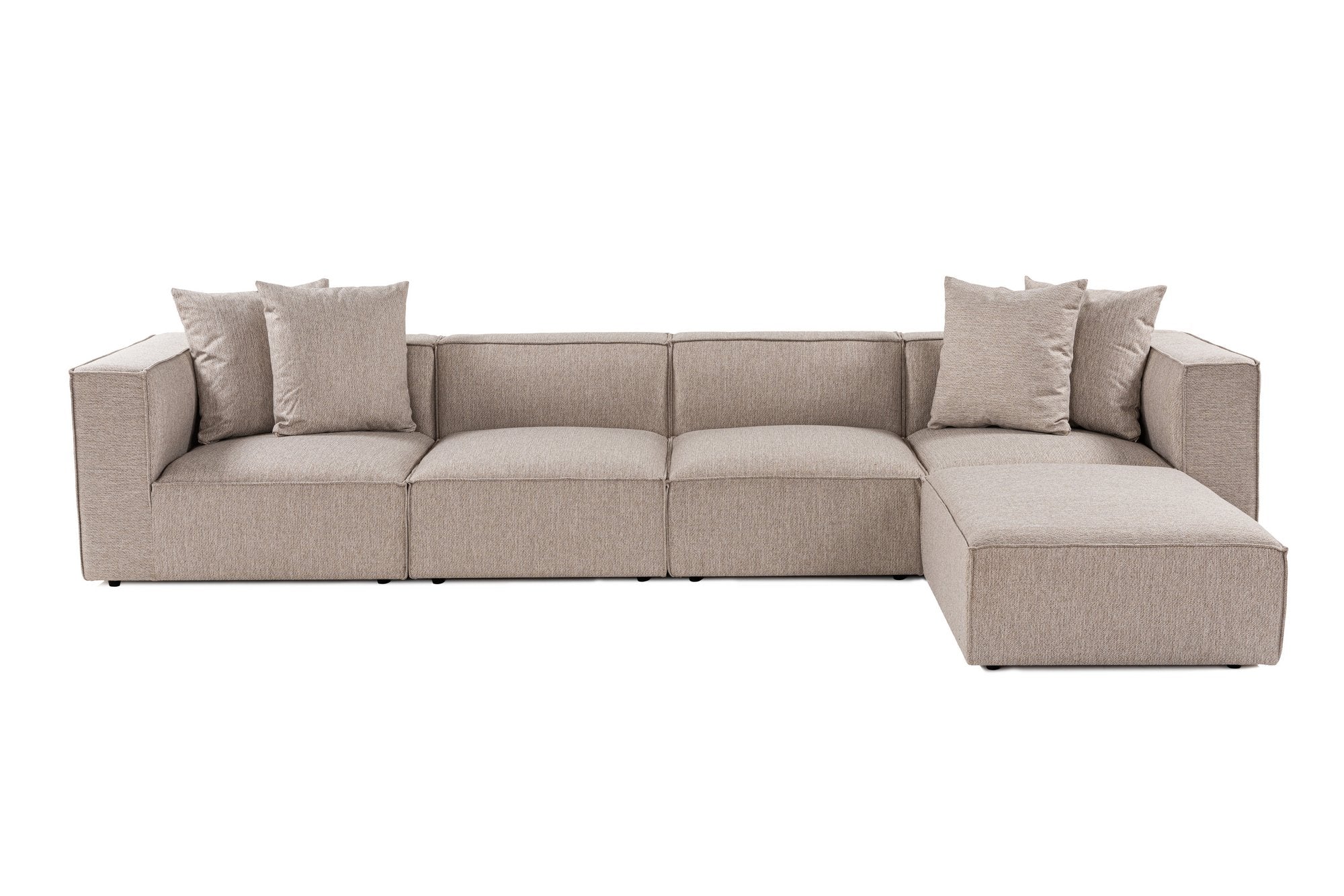 Sora (L1-O1-O1-1R-POUFFE ) - Sandbeige Hörnsoffa
