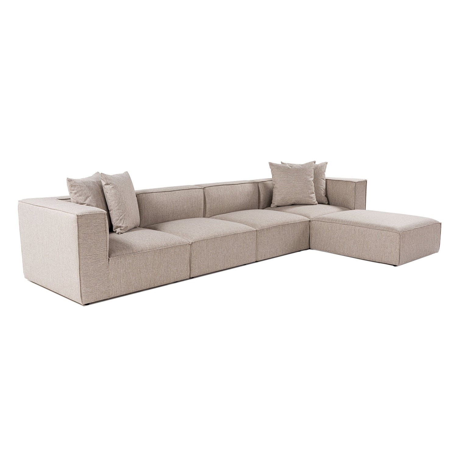 Sora (L1-O1-O1-1R-POUFFE ) - Sandbeige Hörnsoffa