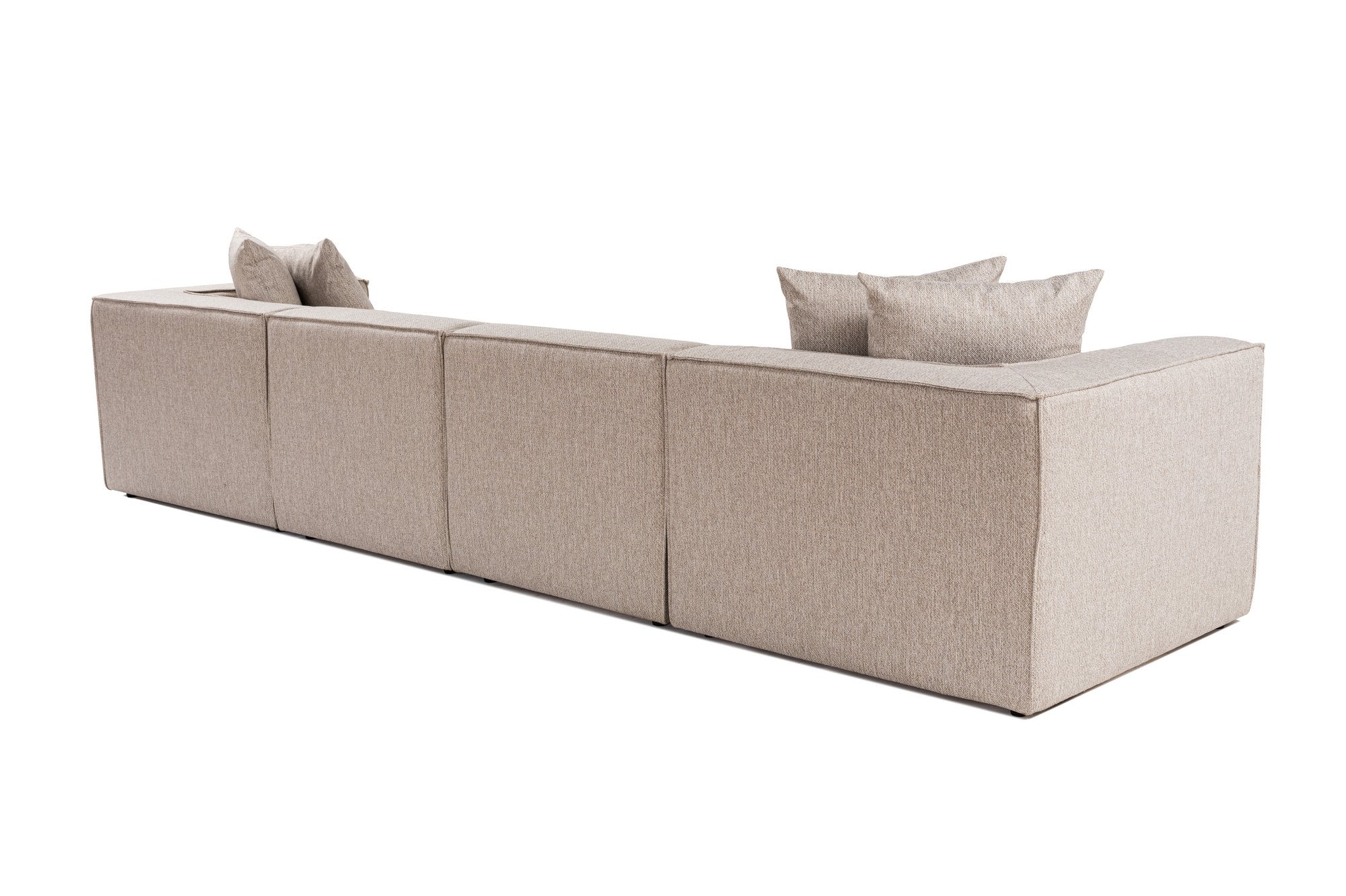 Sora (L1-O1-O1-1R-POUFFE ) - Sandbeige Hörnsoffa