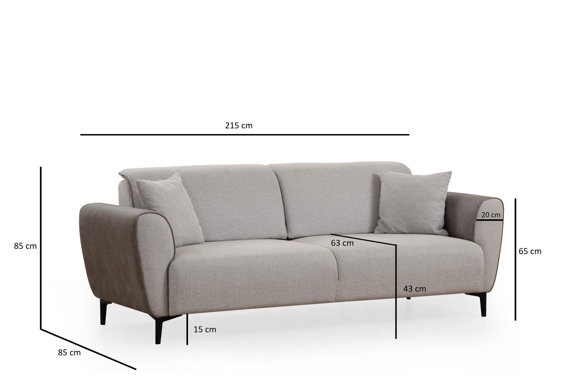 Aren - Grå 3-sits Soffa-Bädd