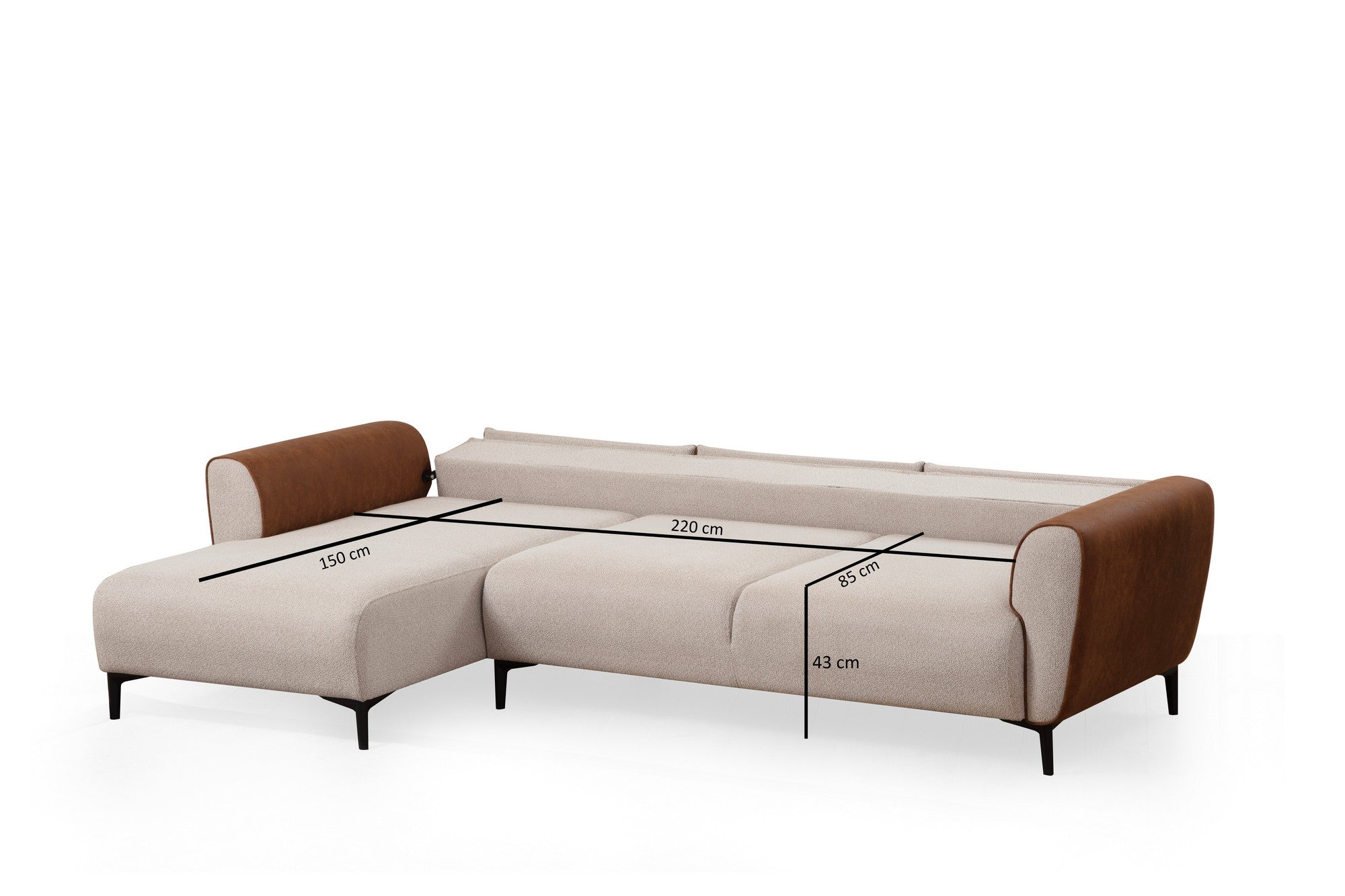 Aren Left - Beige, Kanel Hörnsoffa-säng