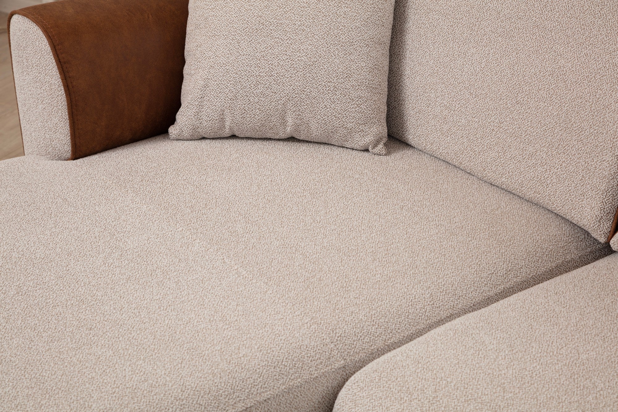Aren Left - Beige, Kanel Hörnsoffa-säng
