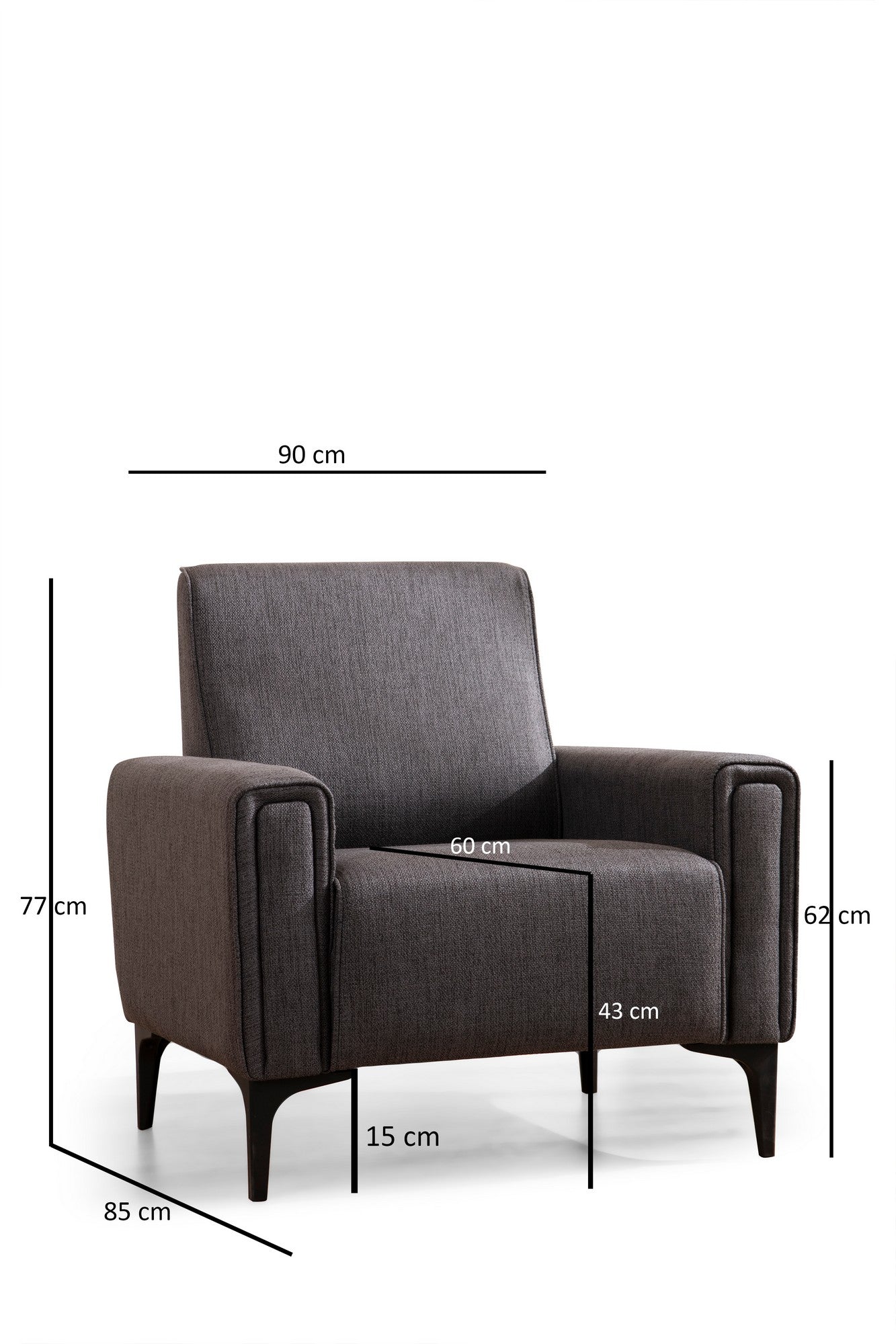 Horizon - Mörkgrå 1-Seat Sofa