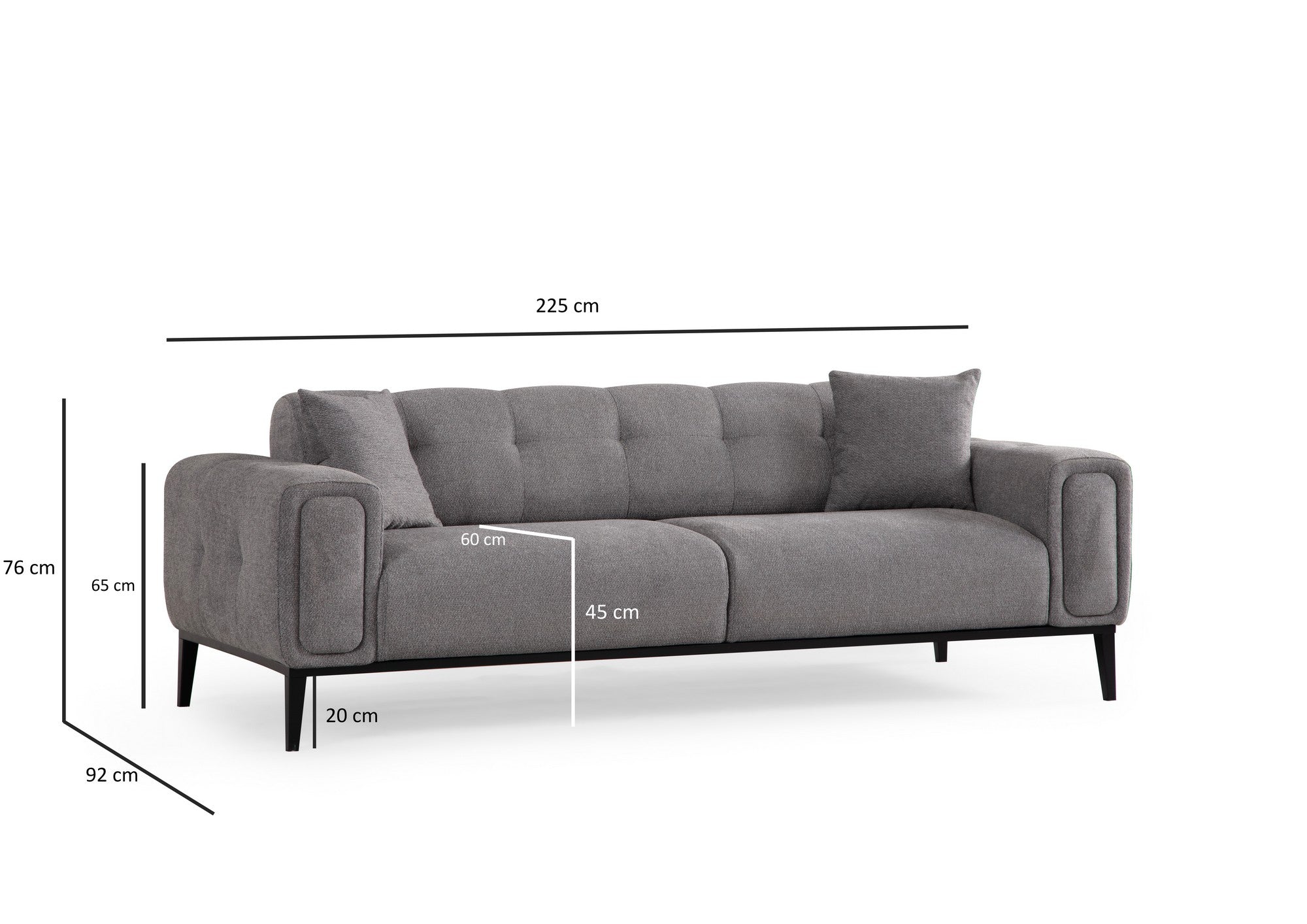 Athena 3 Seater - Ljusgrå 3-sitssoffa-säng