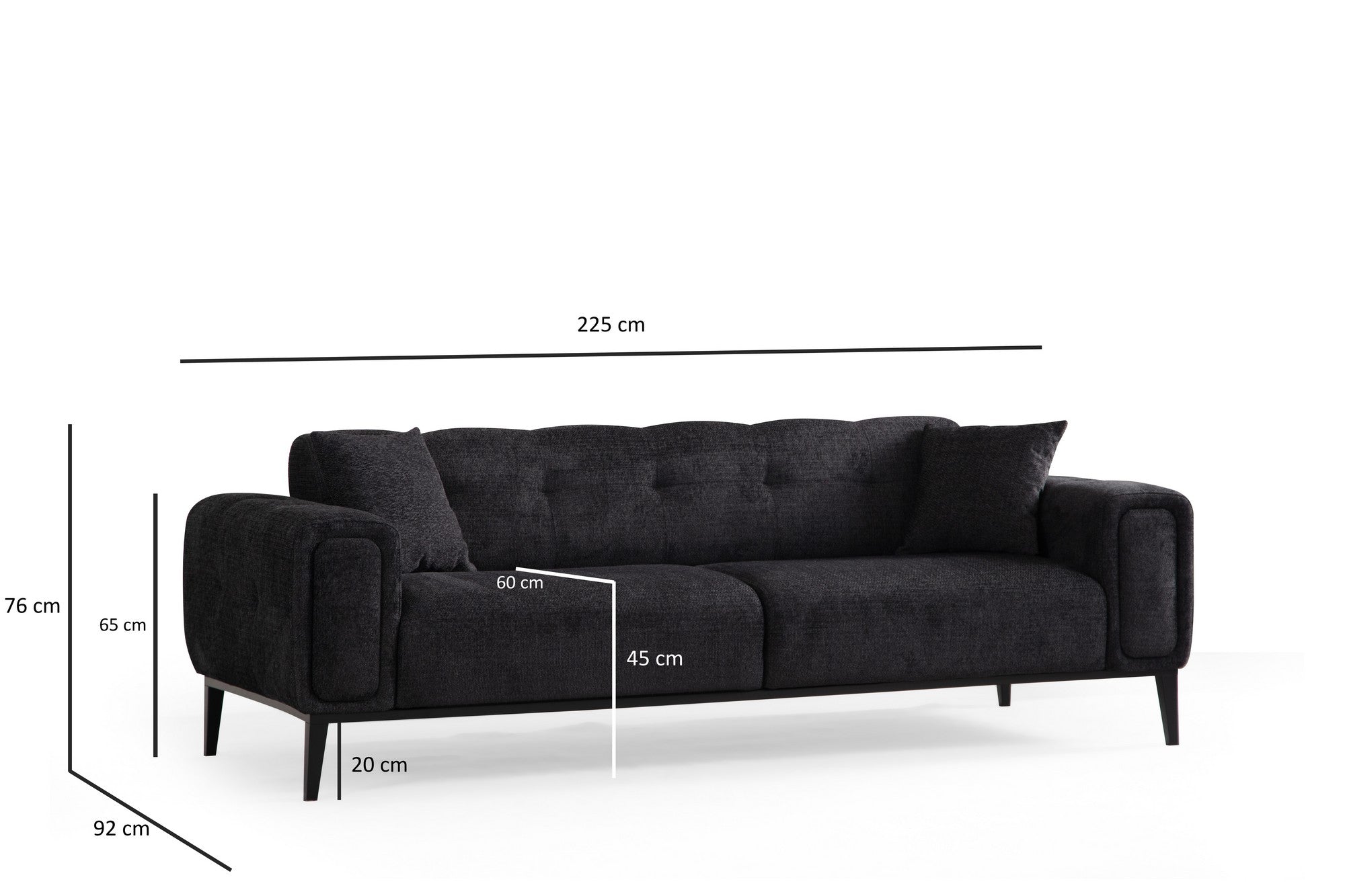 Athena 3 Seater - Svart 3-sitssoffa-säng