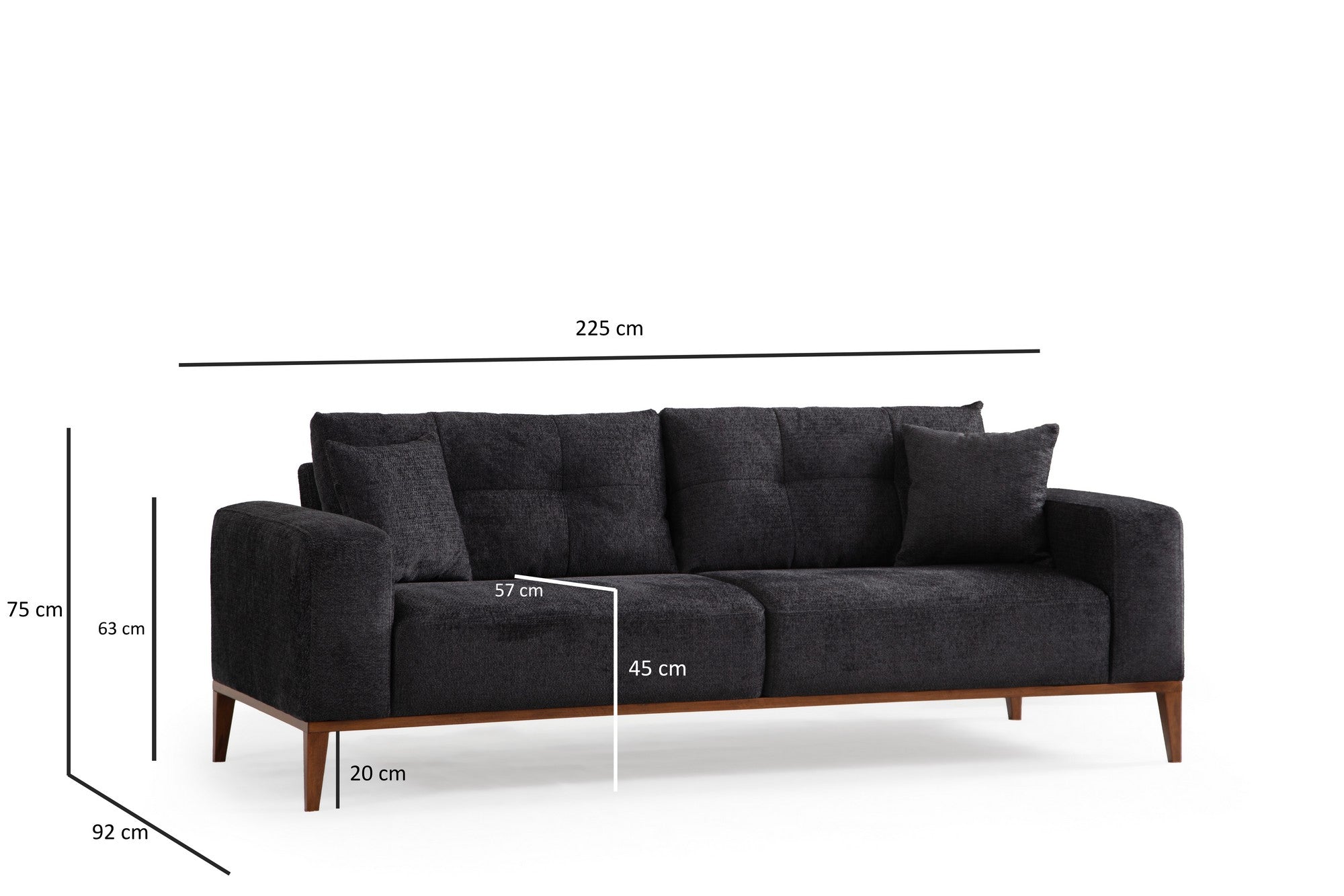 Sinor 3 Seater - Antracit 3-sitssoffa-säng