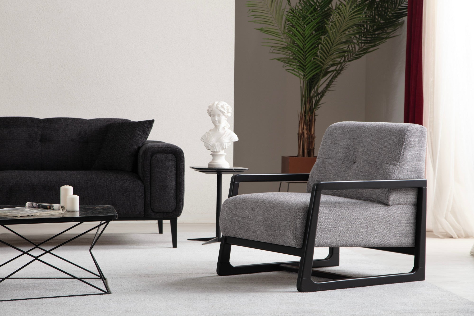 Athena Bergere - Light Grey Wing Chair