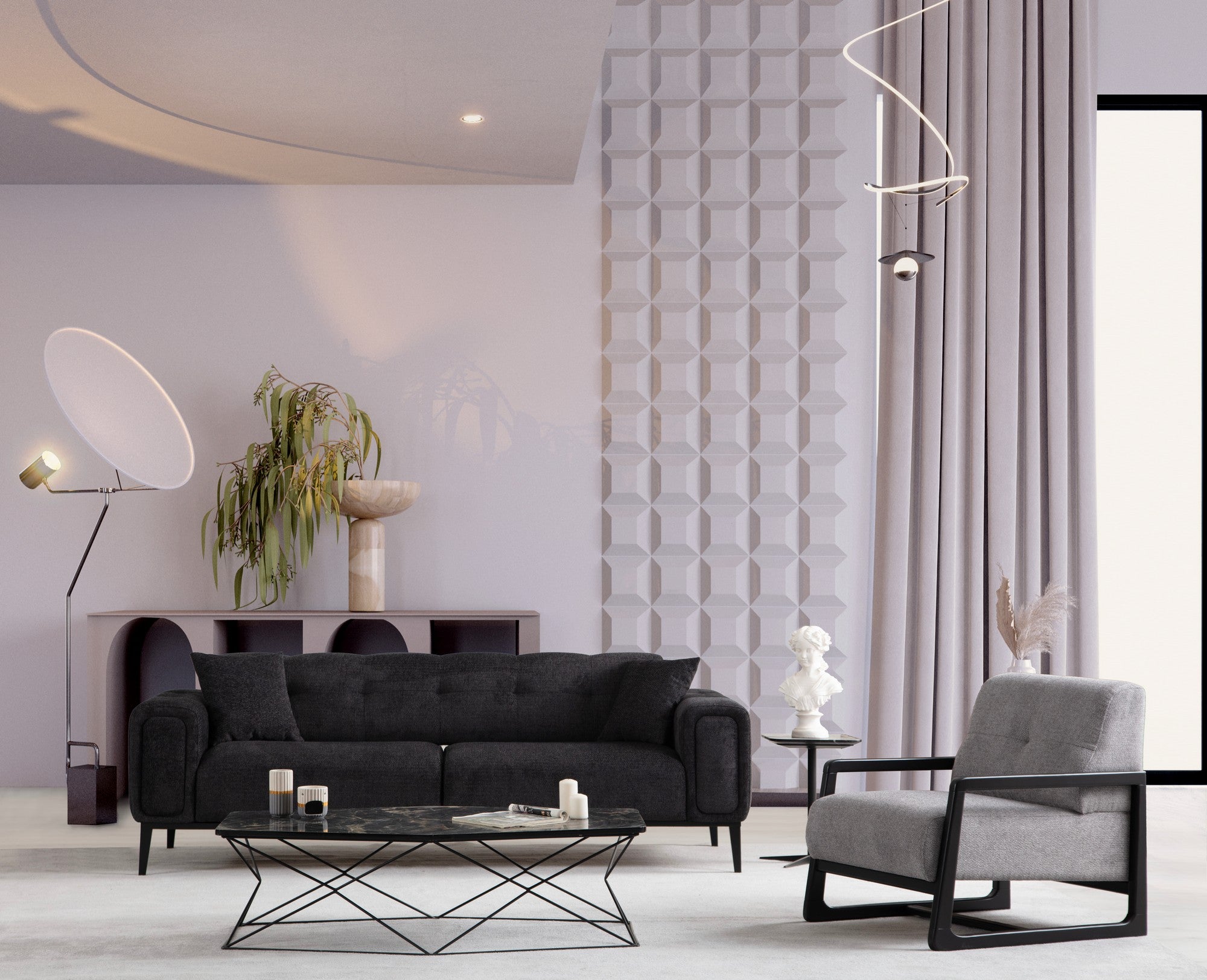 Athena Bergere - Light Grey Wing Chair