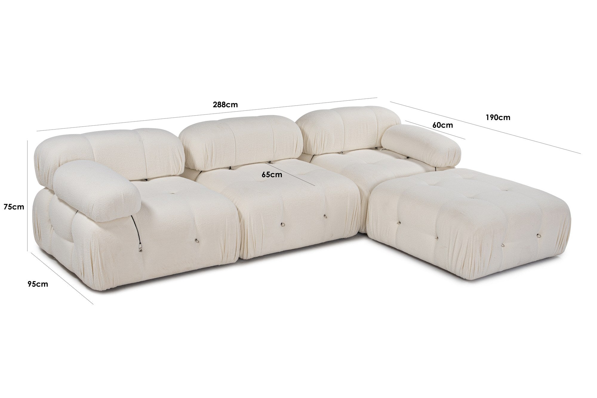 Bubble Beige L1-O1-1R-PUF Hörnsoffa