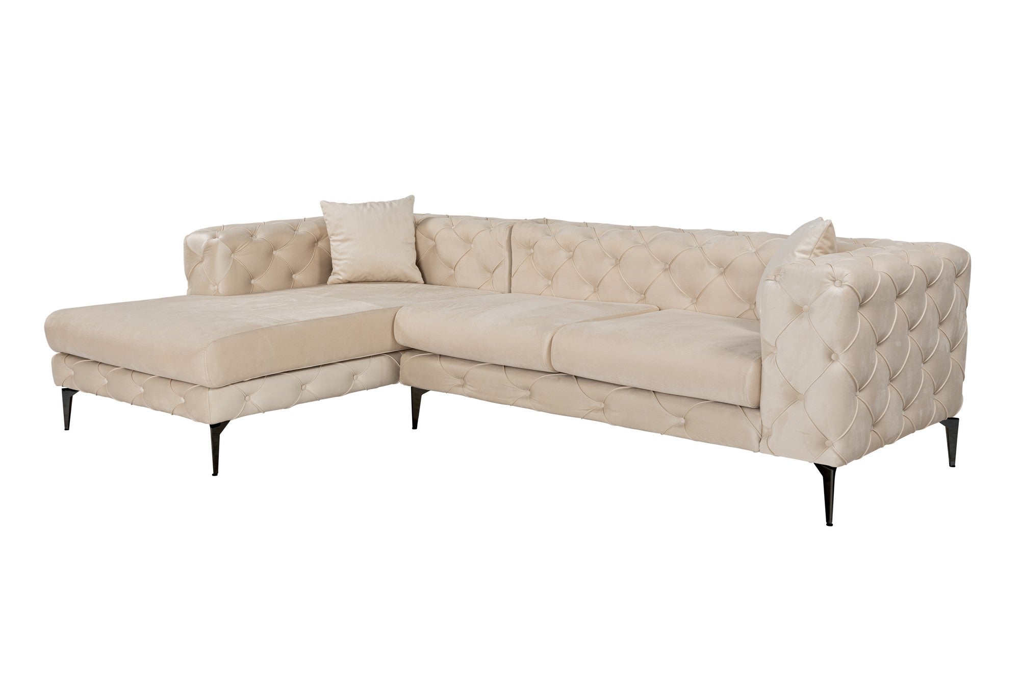 Como Eco Left - Beige, Svart Hörnsoffa