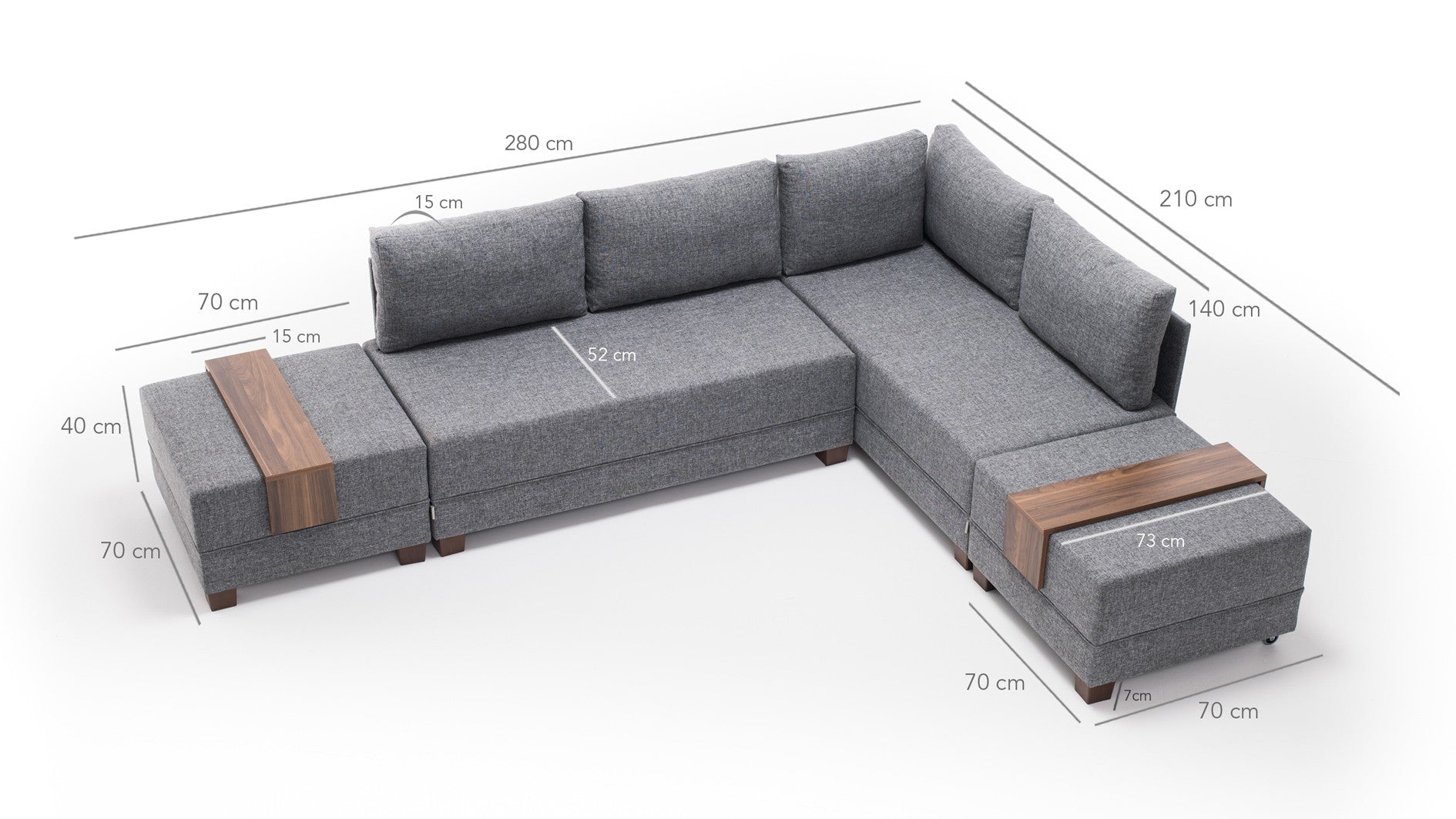 Fly Corner Sofa Bed Right- Grå Hörnsoffa-Säng