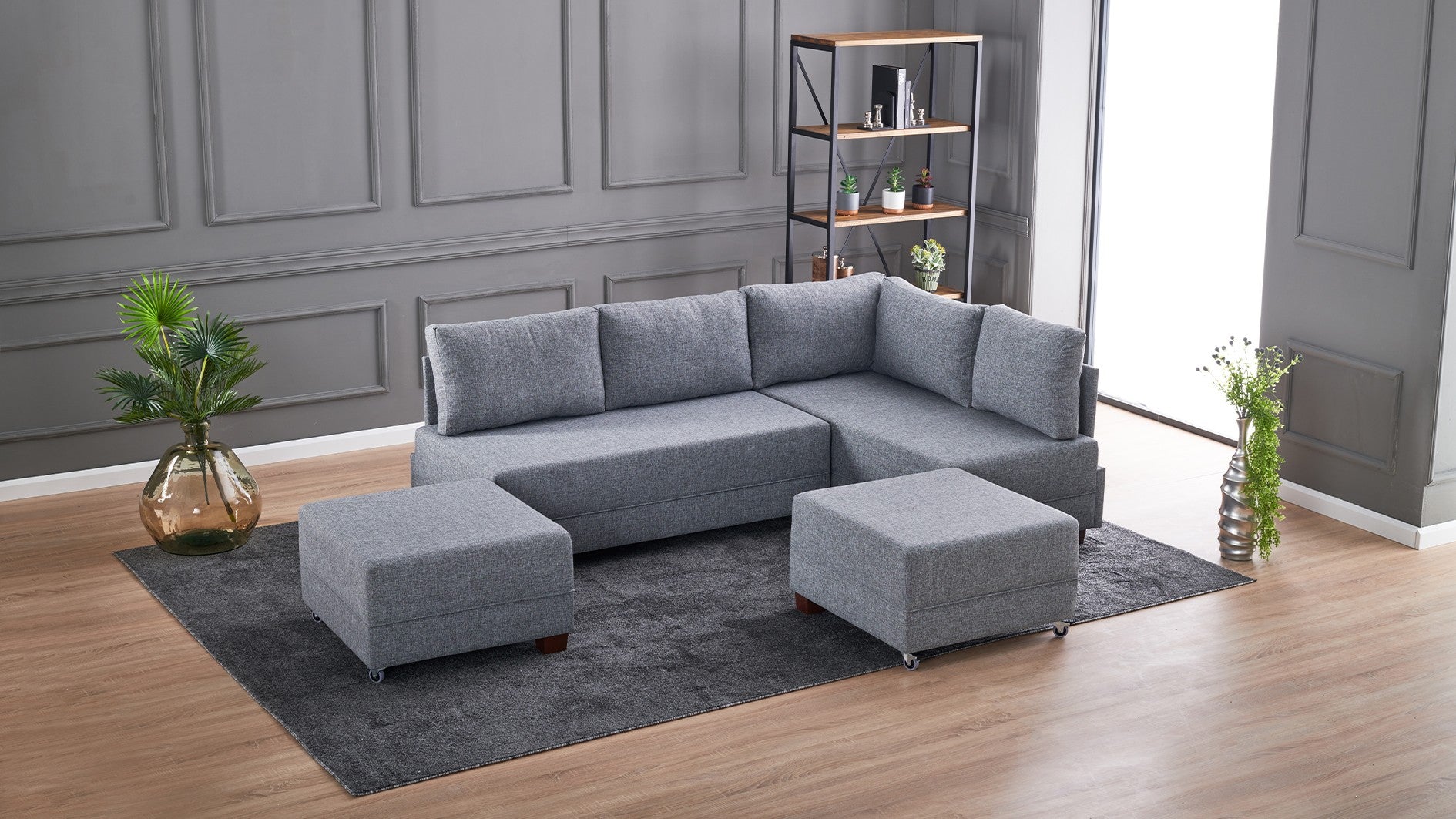 Fly Corner Sofa Bed Right- Grå Hörnsoffa-Säng