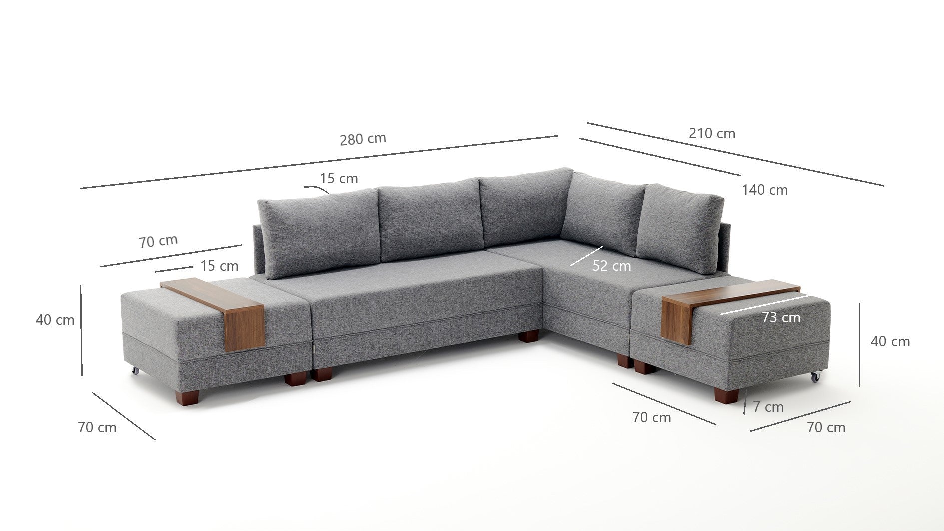Fly Corner Sofa Bed Right- Grå Hörnsoffa-Säng