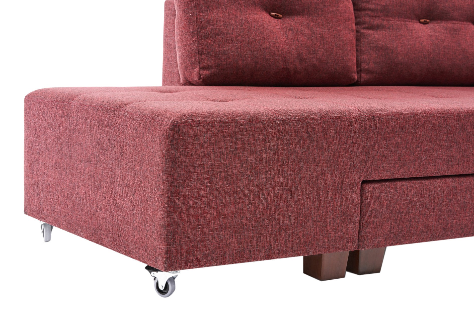 Manama Corner Sofa Bed Left - Claret Red Corner Sofa-Bed