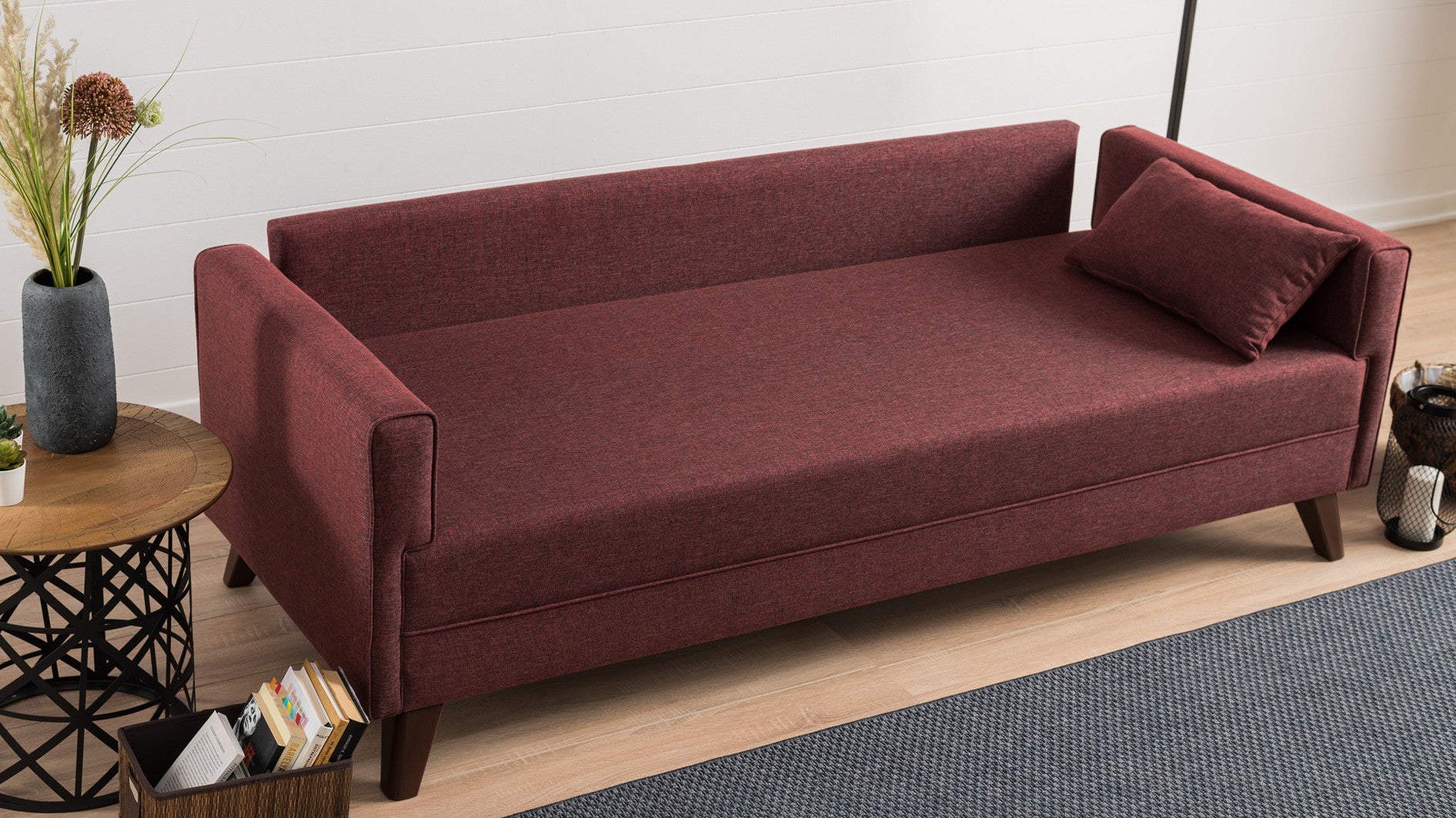 Bella Soffa För 3 Pr - Vinröd 3-Sits Soffa