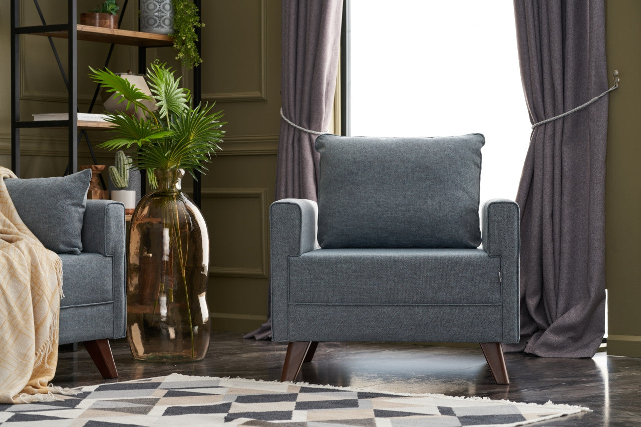 Bella Soft Tekli Koltuk - Blå 1-Sits Soffa