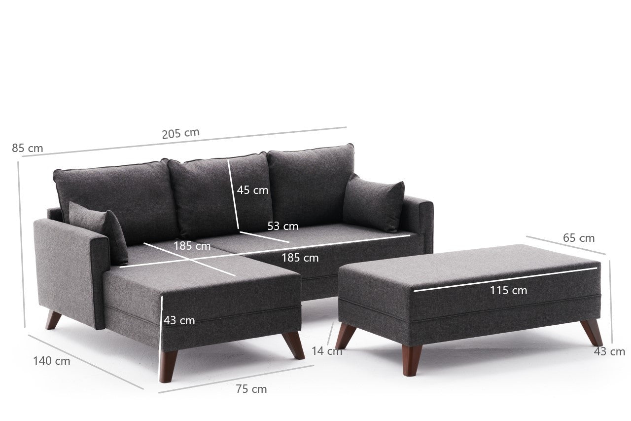 Bella Mini Soffa i Hörn Vänster - Antracit Hörn Soff-Säng
