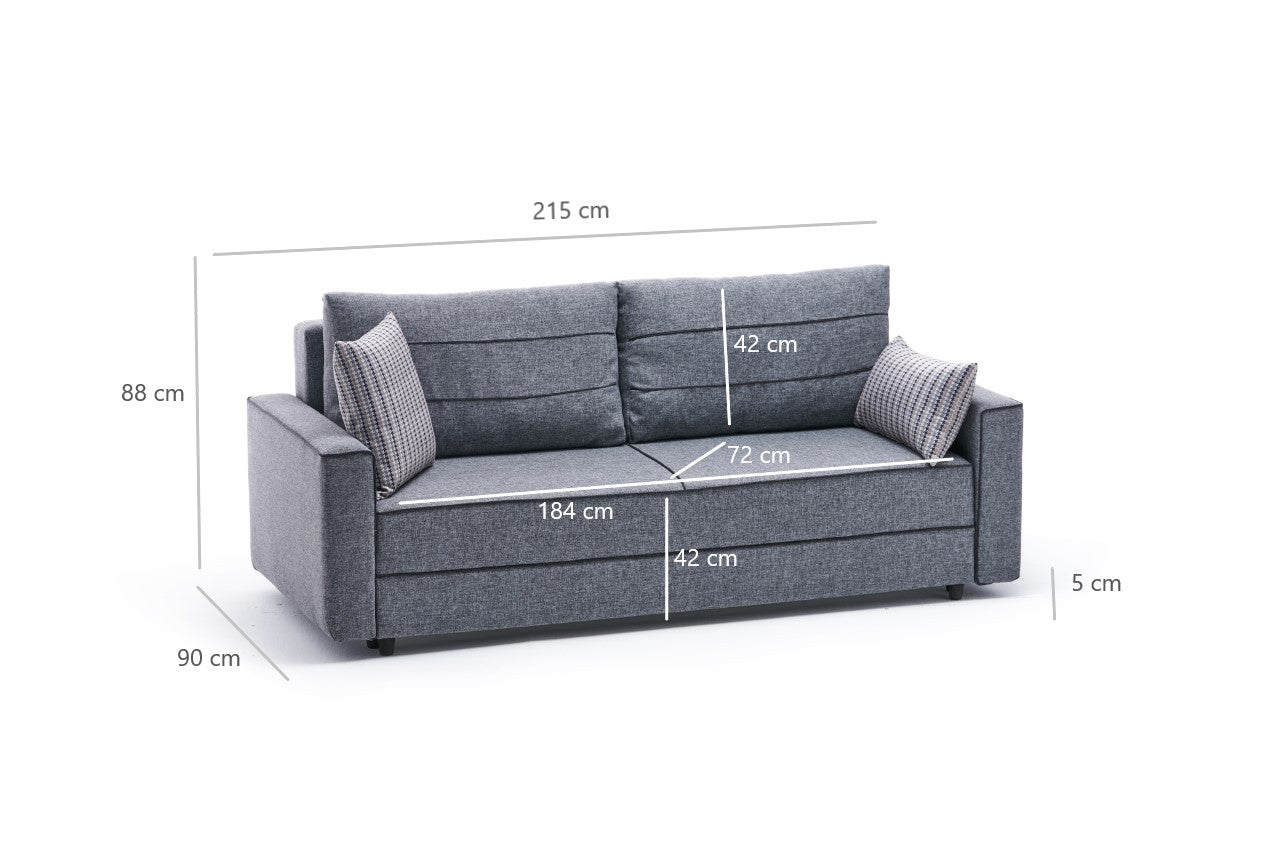 Ece - Grå 3-sits sängsoffa