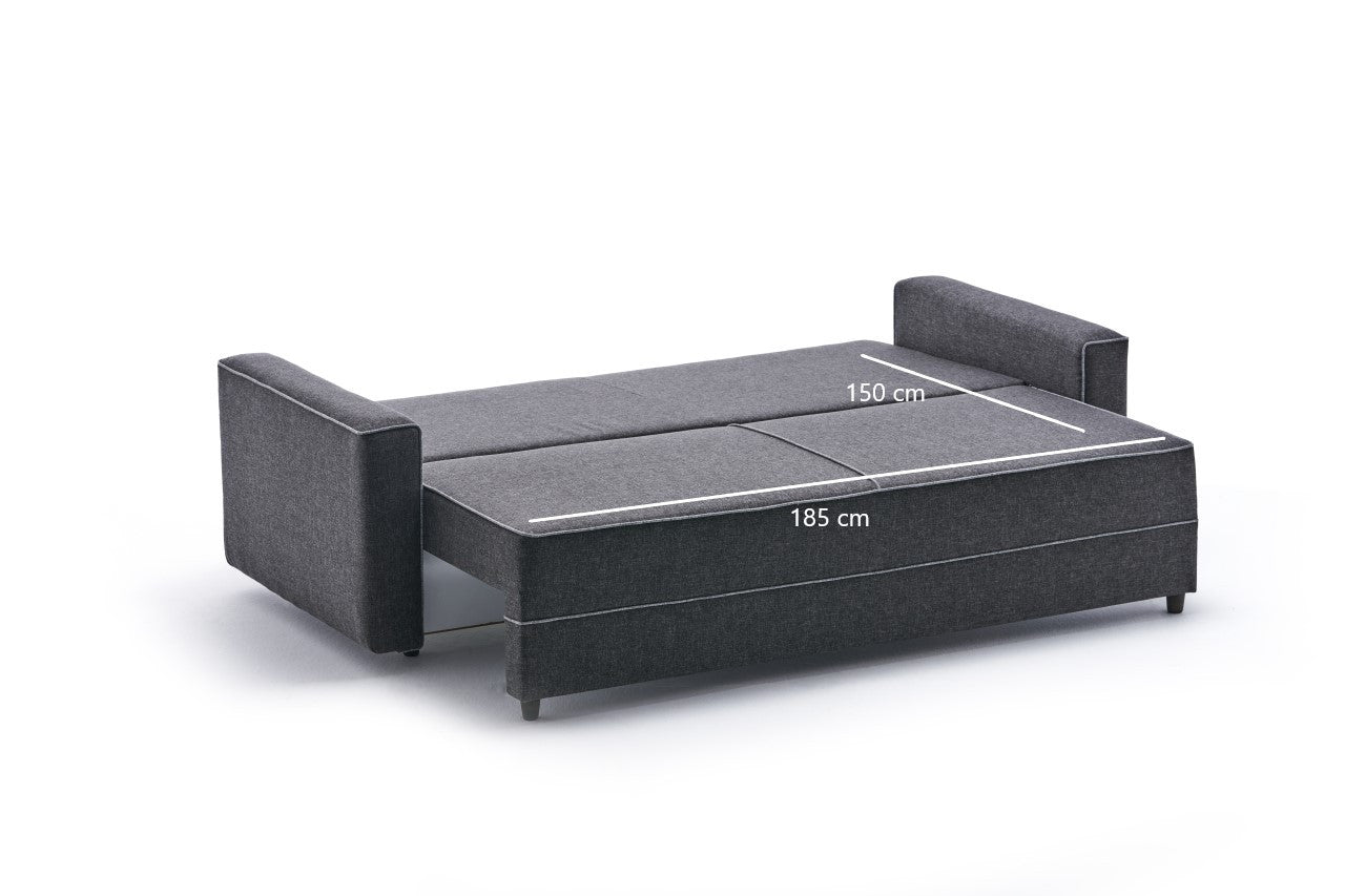 Ece - Antracit 3-sits sängsoffa