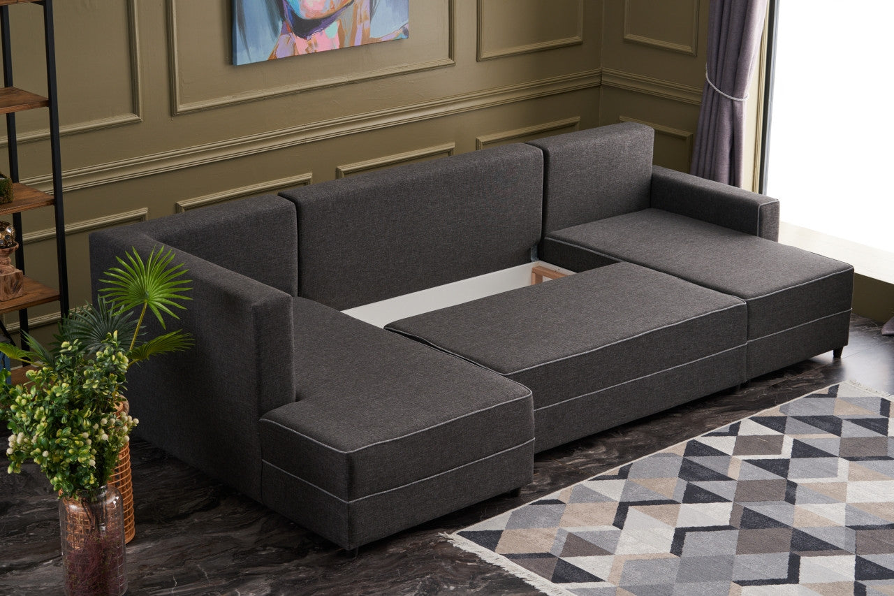 Ece Panoramik - Anthracite Corner Sofa-Bed