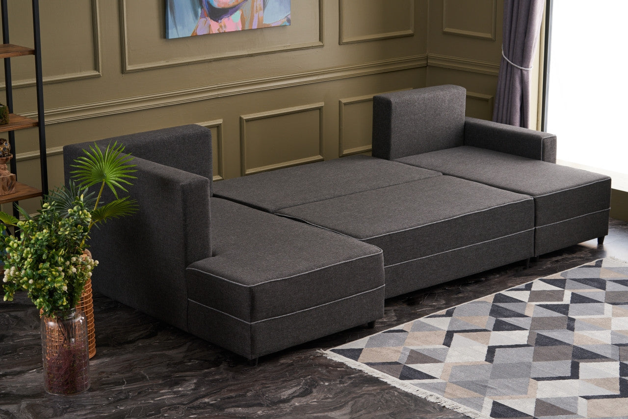 Ece Panoramik - Anthracite Corner Sofa-Bed